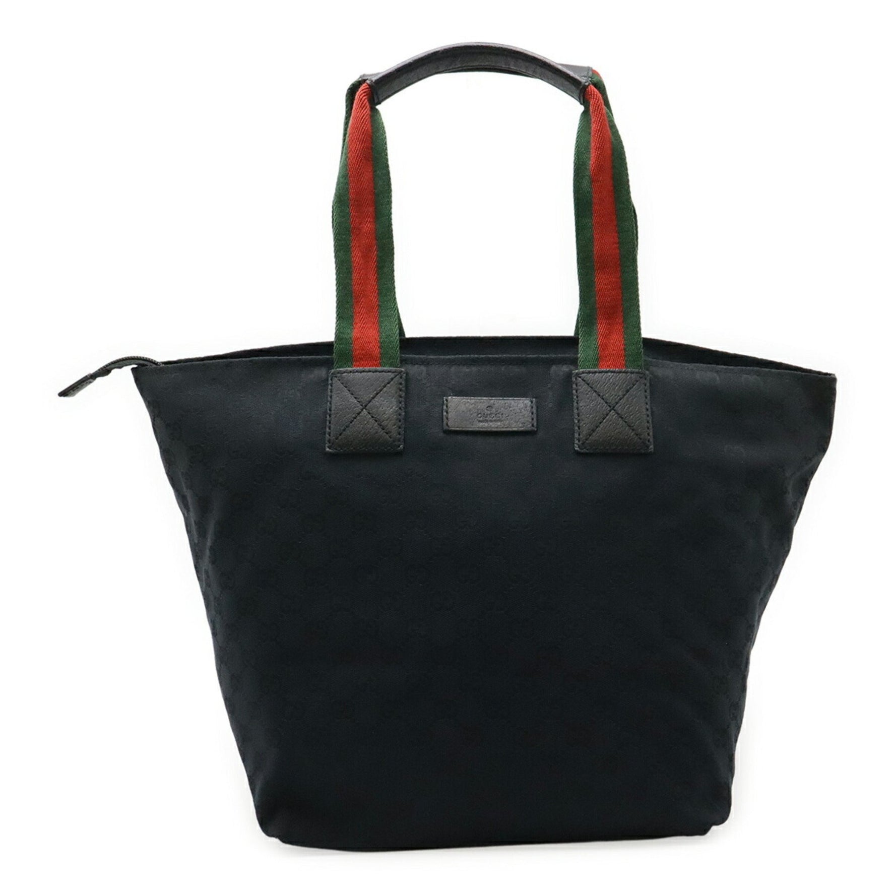 GUCCI GG Canvas Sherry Line Tote Bag Shoulder Nylon Leather Navy Red Green