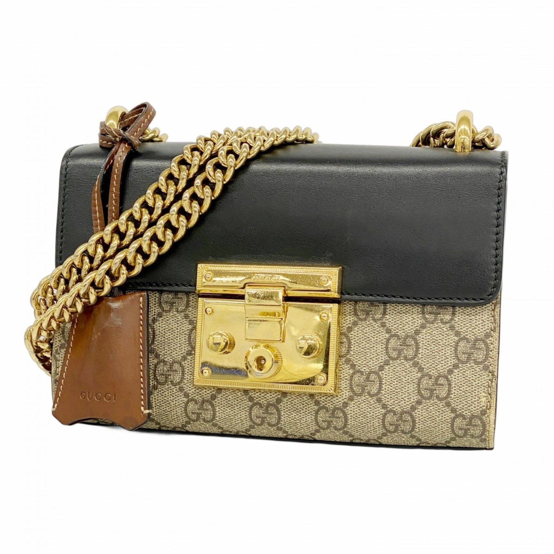 Gucci GG Supreme Shoulder Bag Brown Black