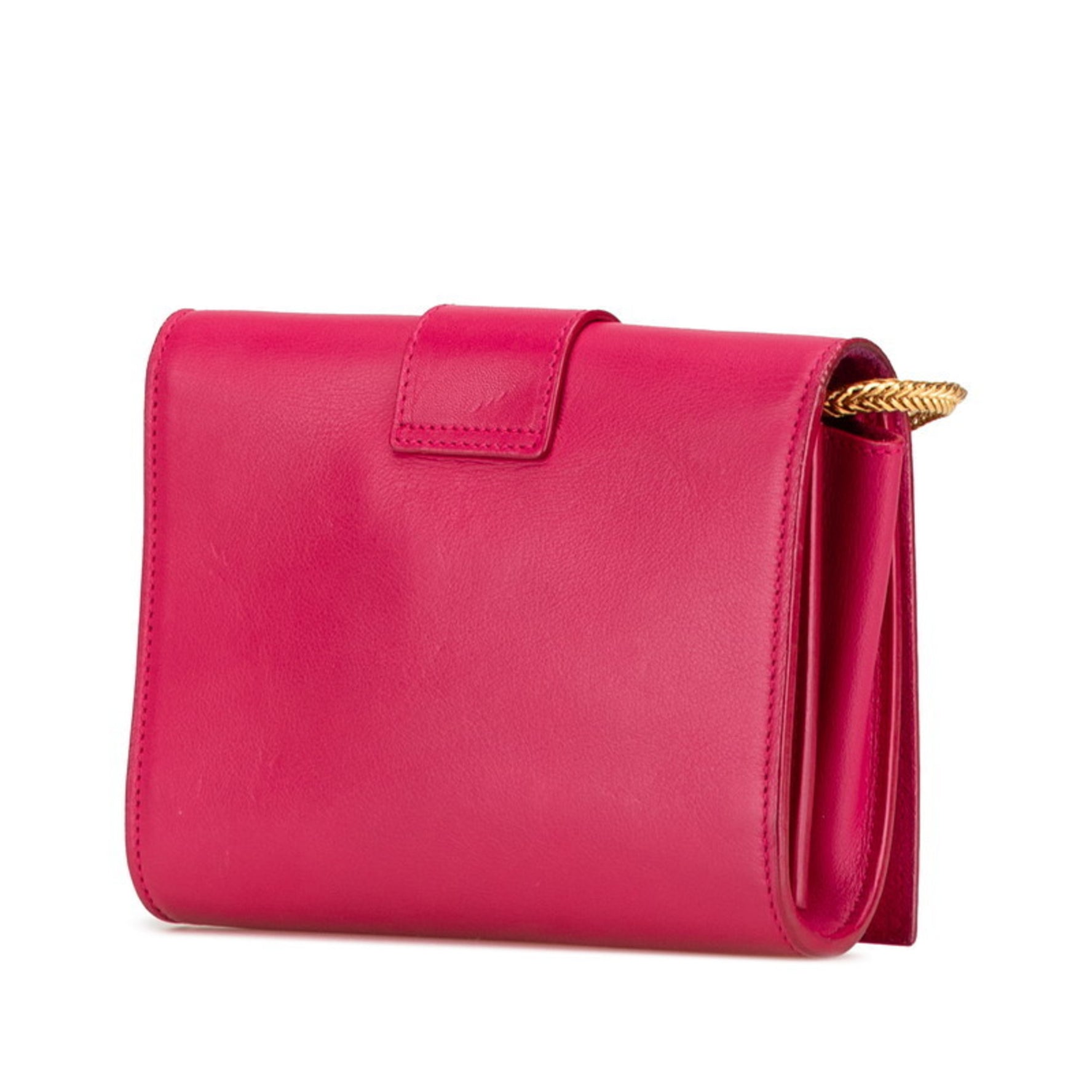 Saint Laurent Chain Shoulder Bag Pink Gold Leather Women's SAINT LAURENT