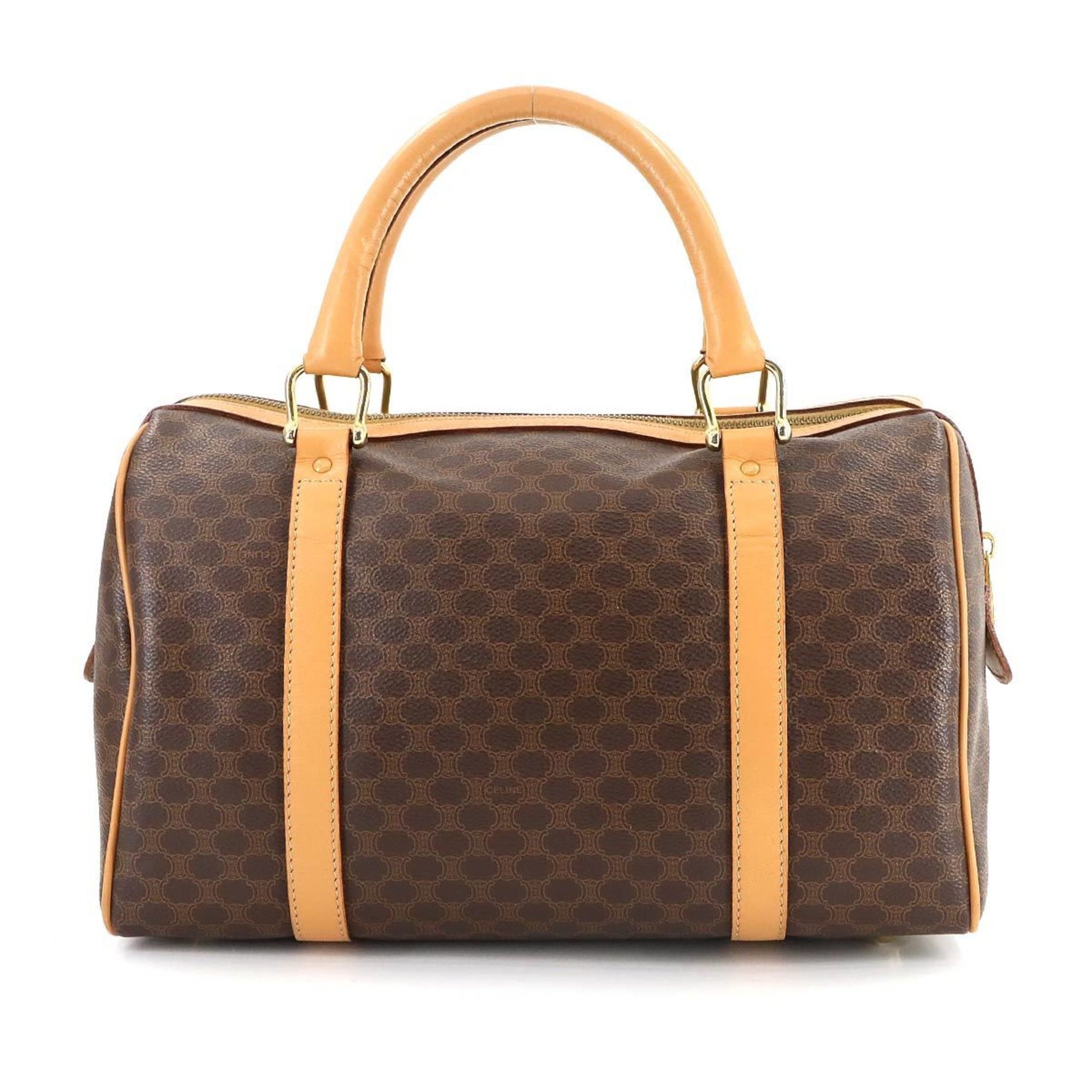 Celine Macadam Boston Handbag in Leather with Gold Hardware