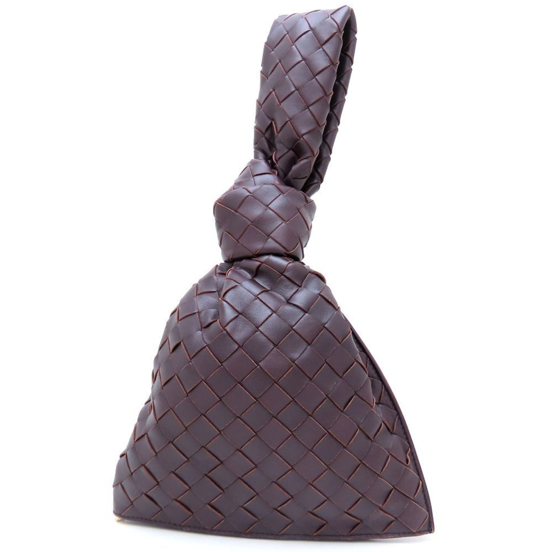BOTTEGA VENETA Mini The Twist Intrecciato Handbag in Dark Brown Leather