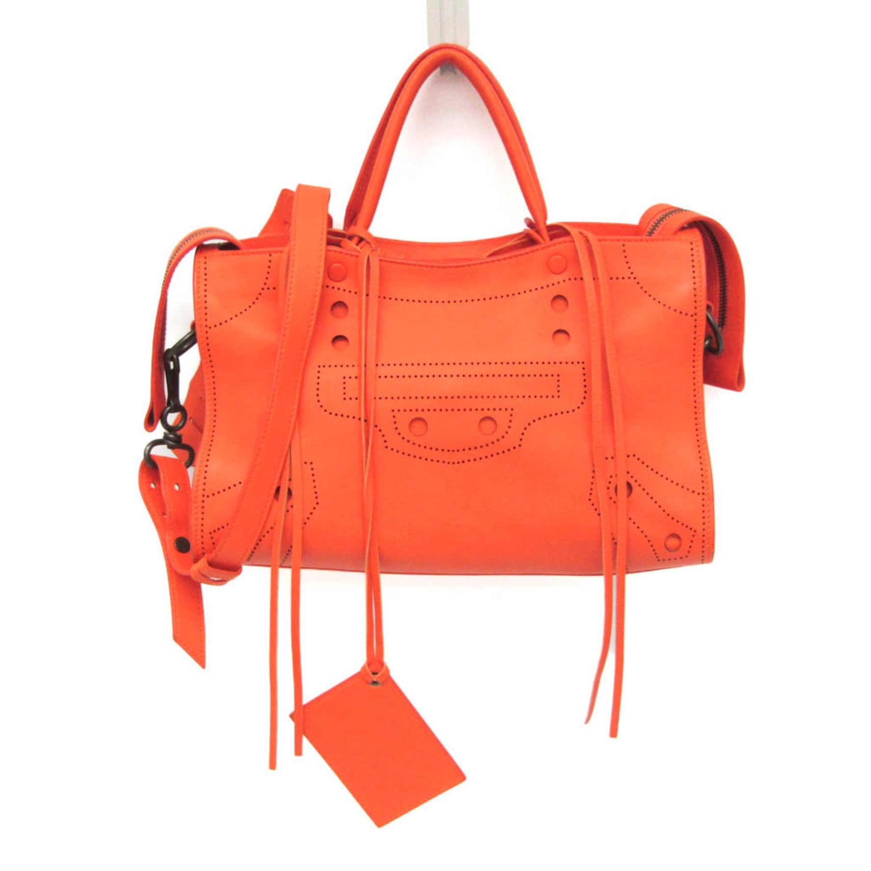 Balenciaga City BLACKOUT Women's Leather Handbag,Shoulder Bag Orange
