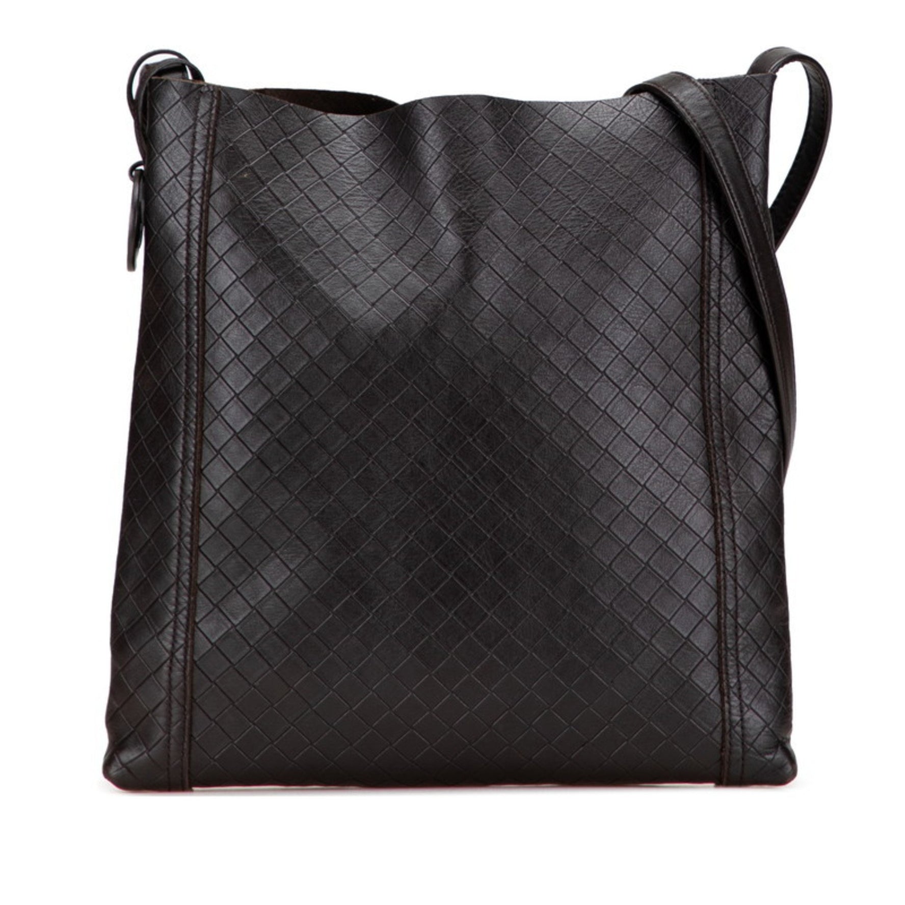 Bottega Veneta Intrecciato Crossbody Shoulder Bag in Dark Brown Leather