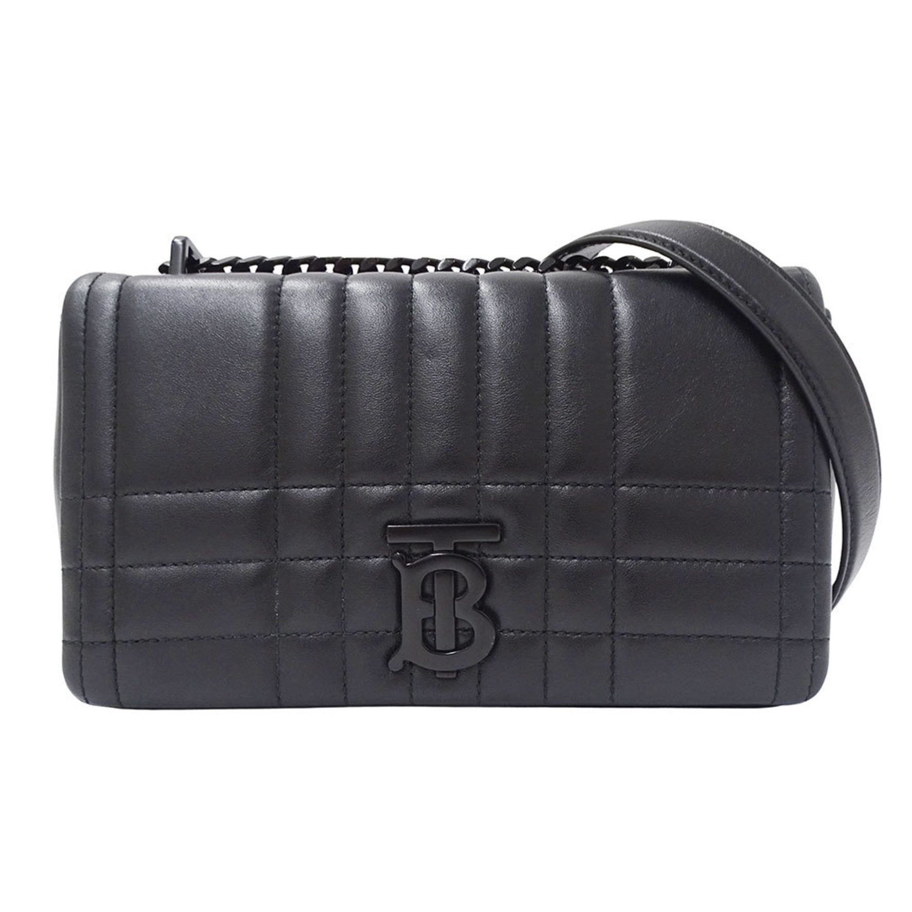 Burberry Women's Shoulder Bag Leather Black Chain Quilted