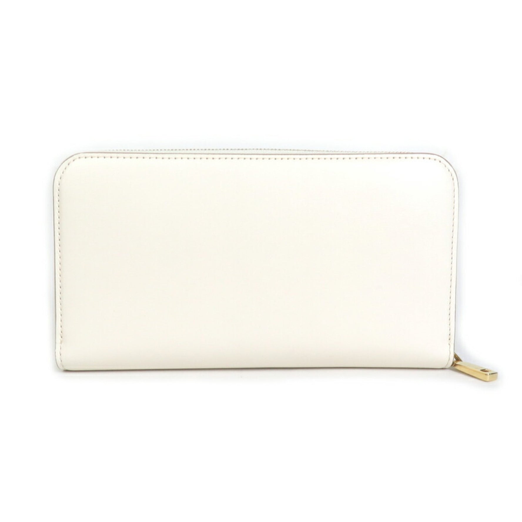 BALLY Round Zipper Long Wallet Leather Ivory Unisex