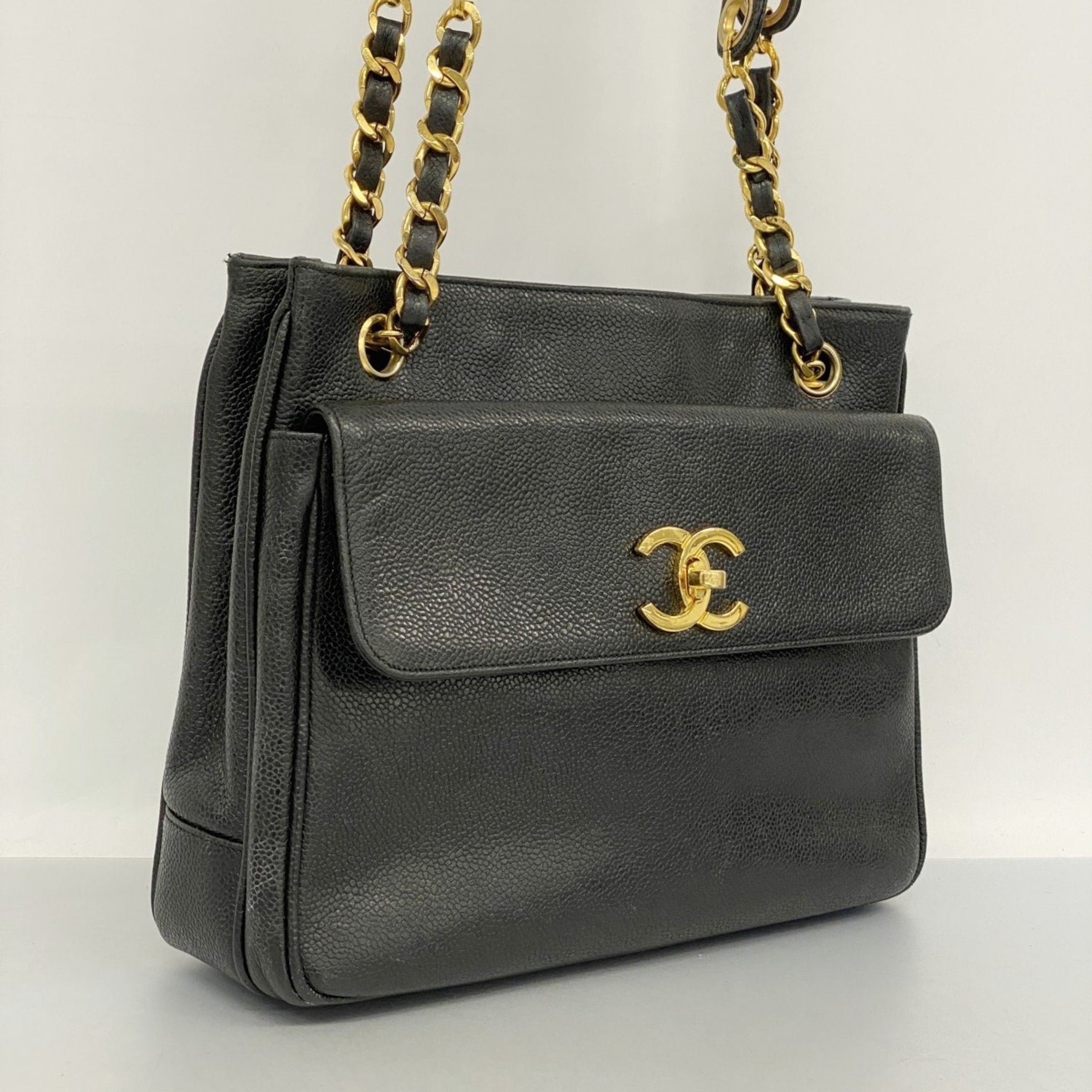 Chanel Shoulder Bag Chain Caviar Skin