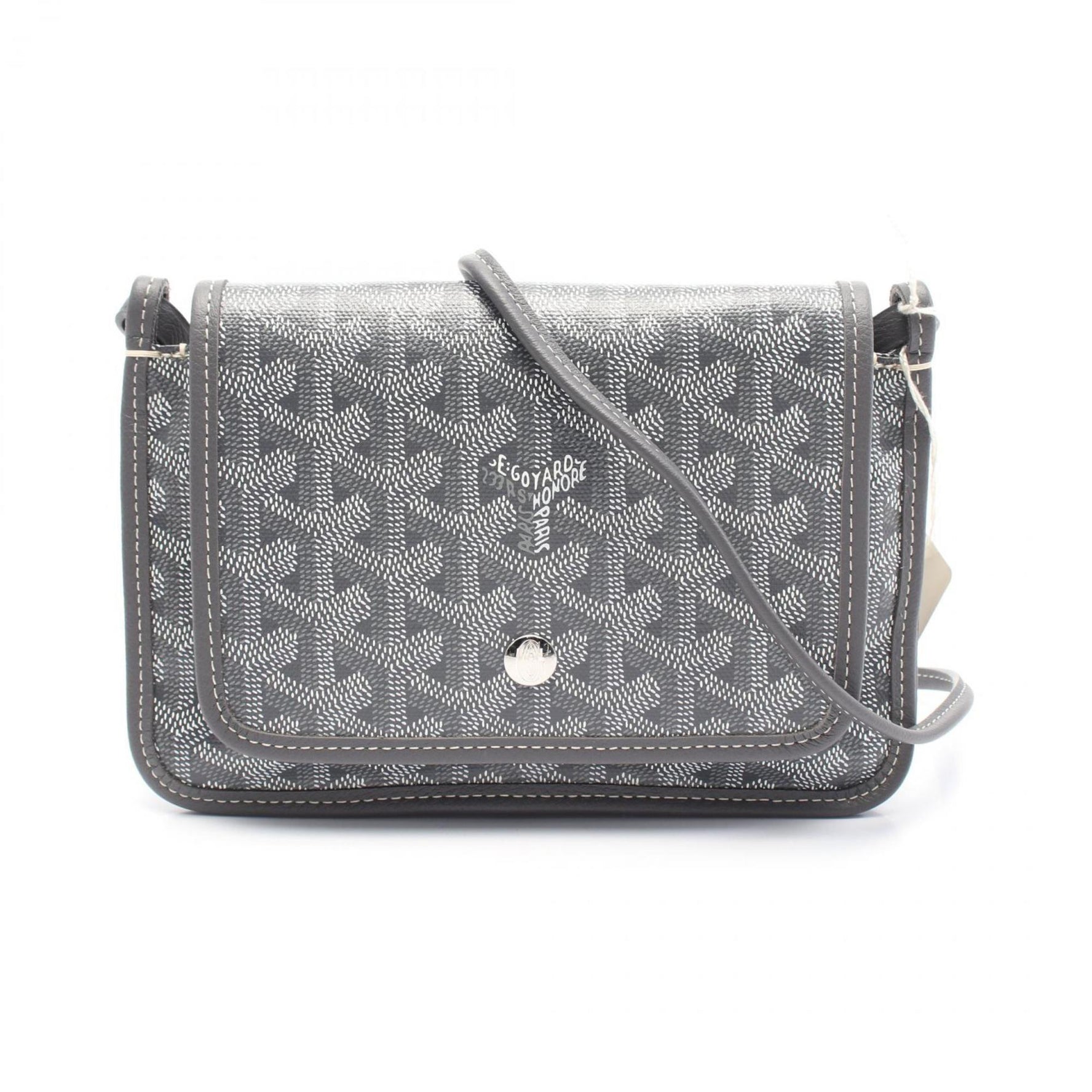 GOYARD Plume Pouch Wallet Shoulder Bag Coated Canvas Leather Grey White