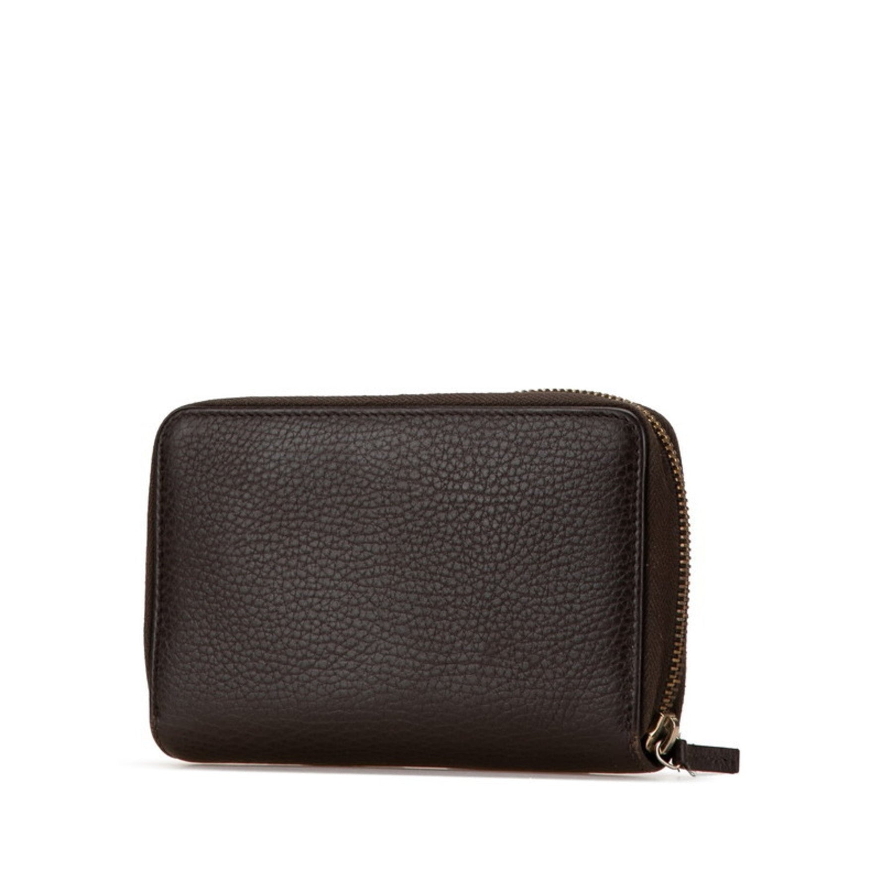 Gucci Round Bi-fold Wallet Brown Leather Men's GUCCI