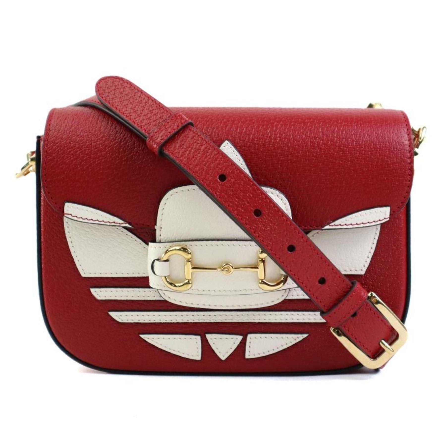 GUCCI shoulder bag x adidas leather red white gold men women e59176a