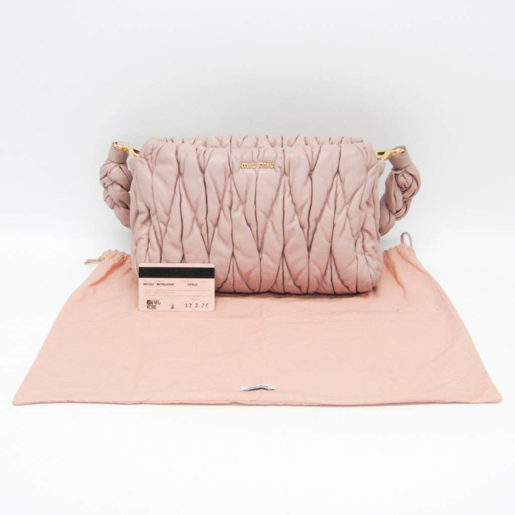 Miu Miu Matelasse Leather Shoulder Bag Pink Beige