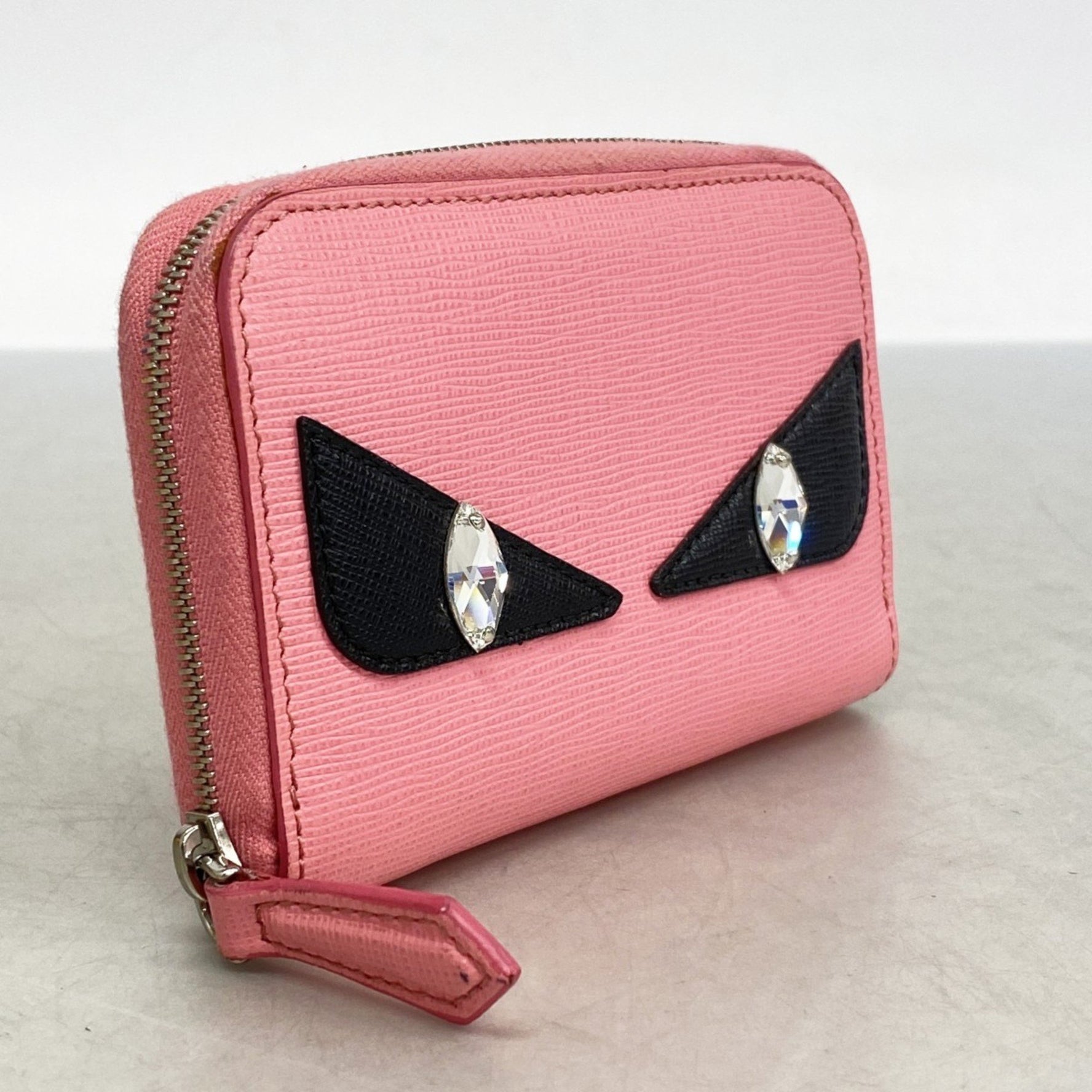 Fendi Monster Leather Wallet/Coin Case, Pink, Women's, P1155072