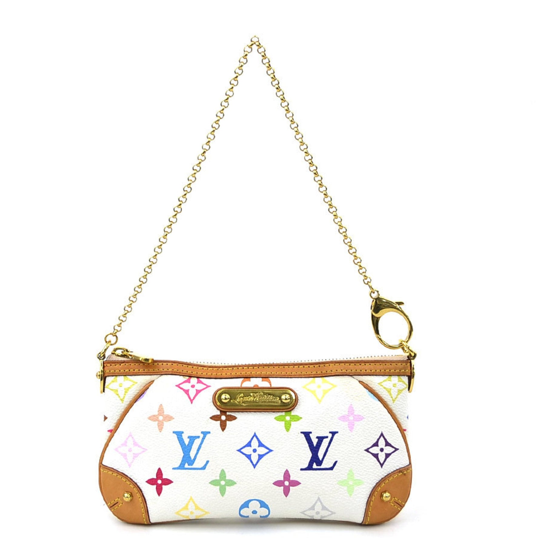 Louis Vuitton Handbag Monogram Multicolor Pochette Mila MM Blanc Gold