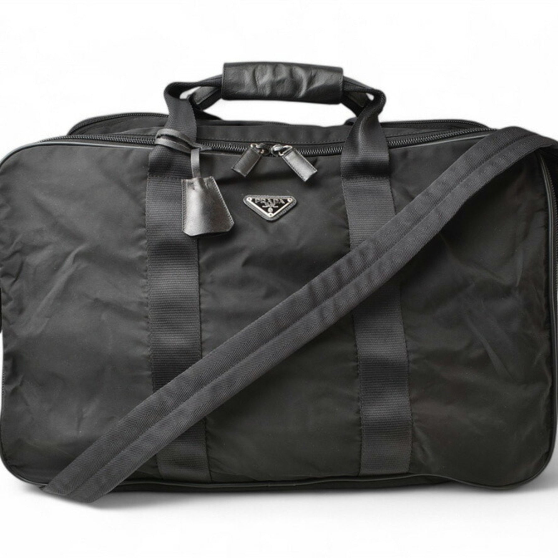 Prada Shoulder Bag Boston Men's VIAGGIO Nylon NERO Black
