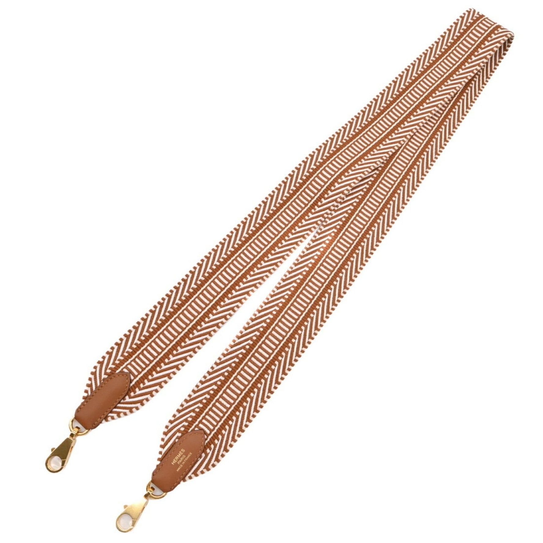 HERMES Hermès Bandouliere Sangle Caval Shoulder Strap Bag Accessory Brown Beige Canvas A Stamp