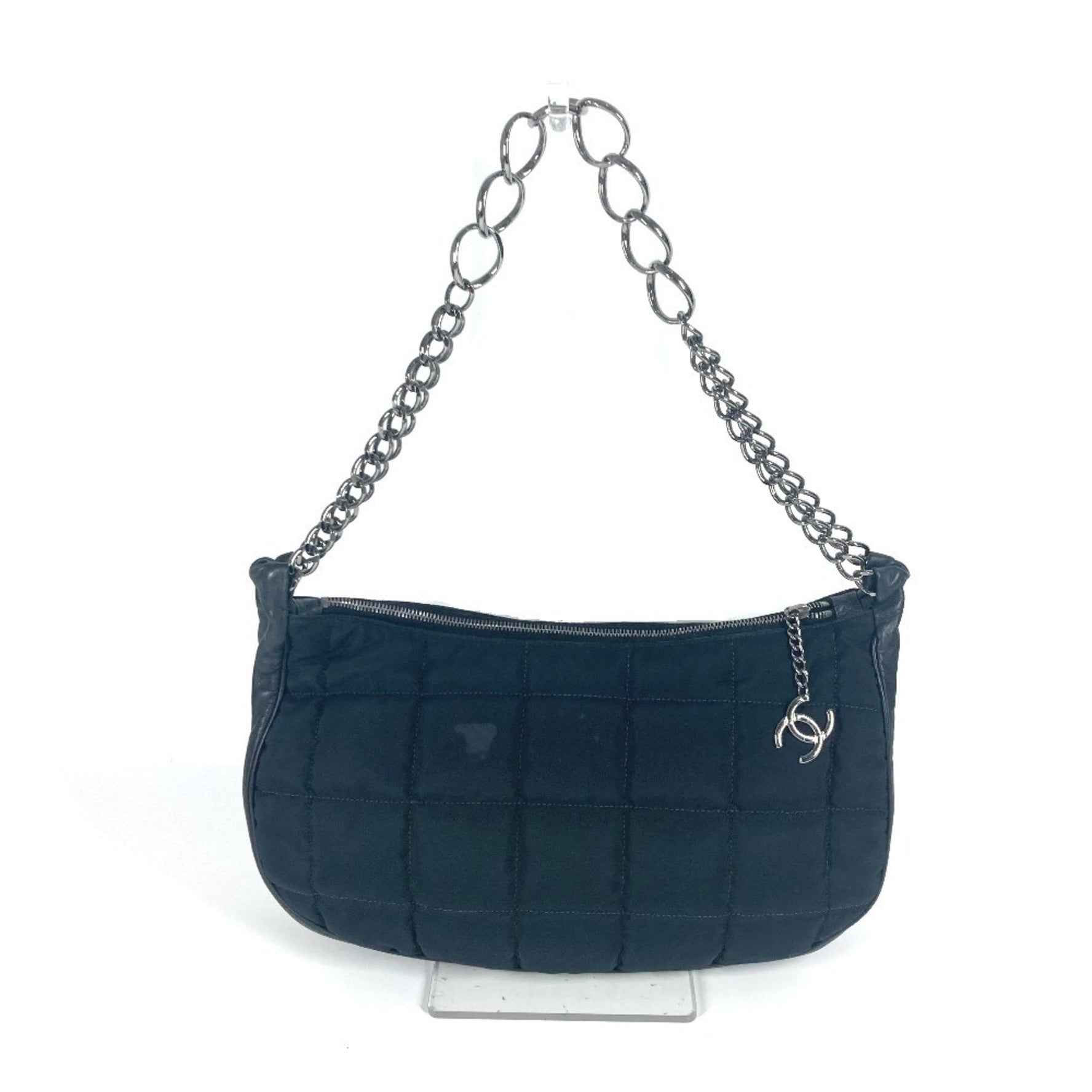 CHANEL CC Coco Mark Chocolate Bar Chain Shoulder Bag in Leather/Nylon