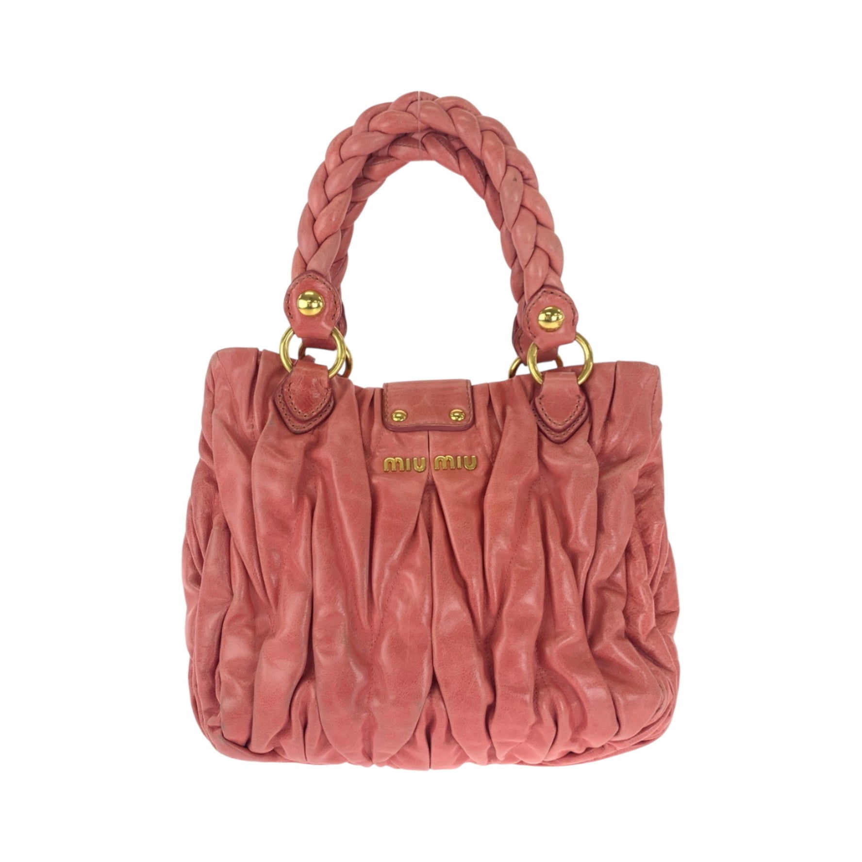 Miu Miu Miu Matelasse Gold Hardware Leather Handbag Tote Bag