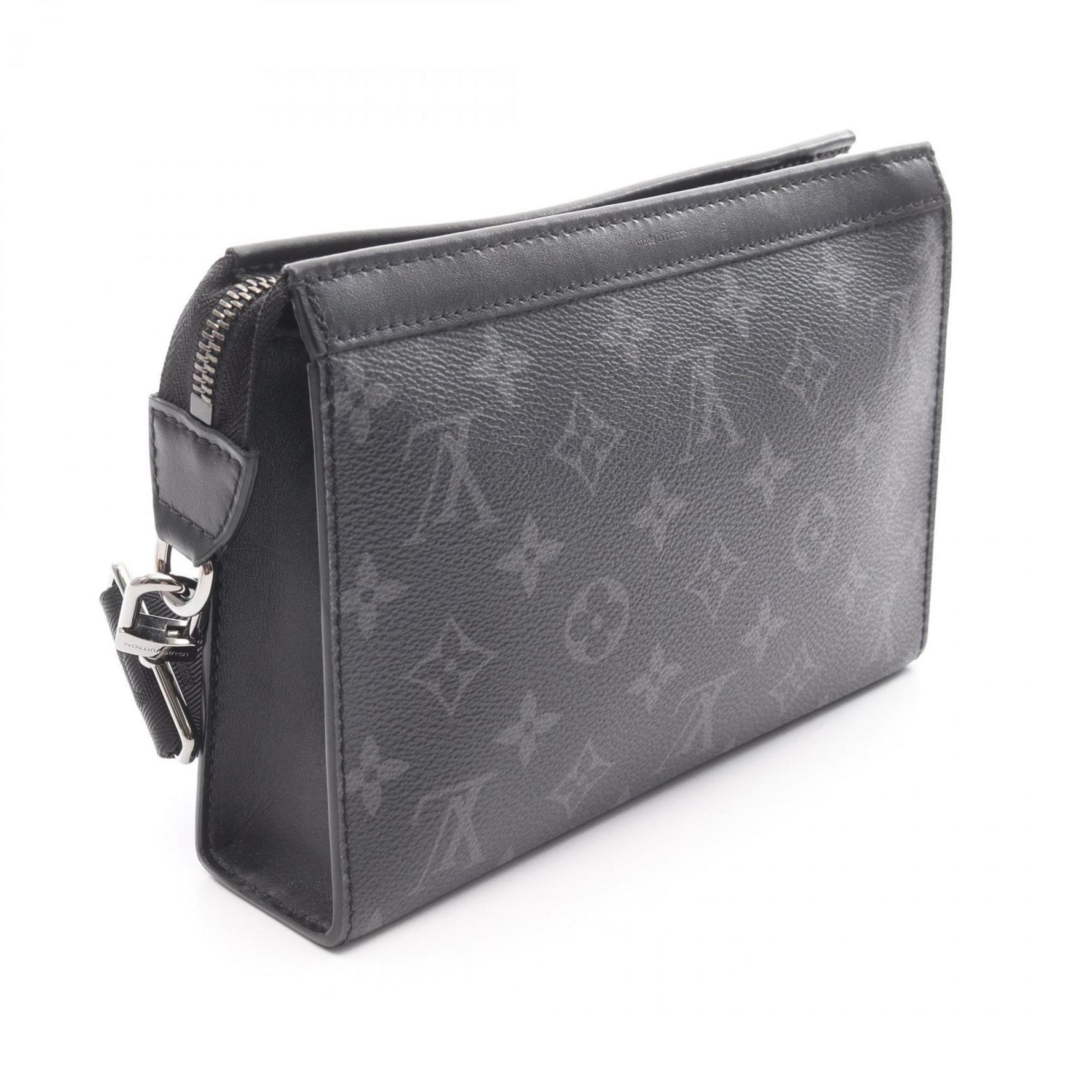 Louis Vuitton Gaston Wearable Wallet Shoulder Bag in Coated Canvas Monogram Eclipse Reverse, Men's, Black and Gray