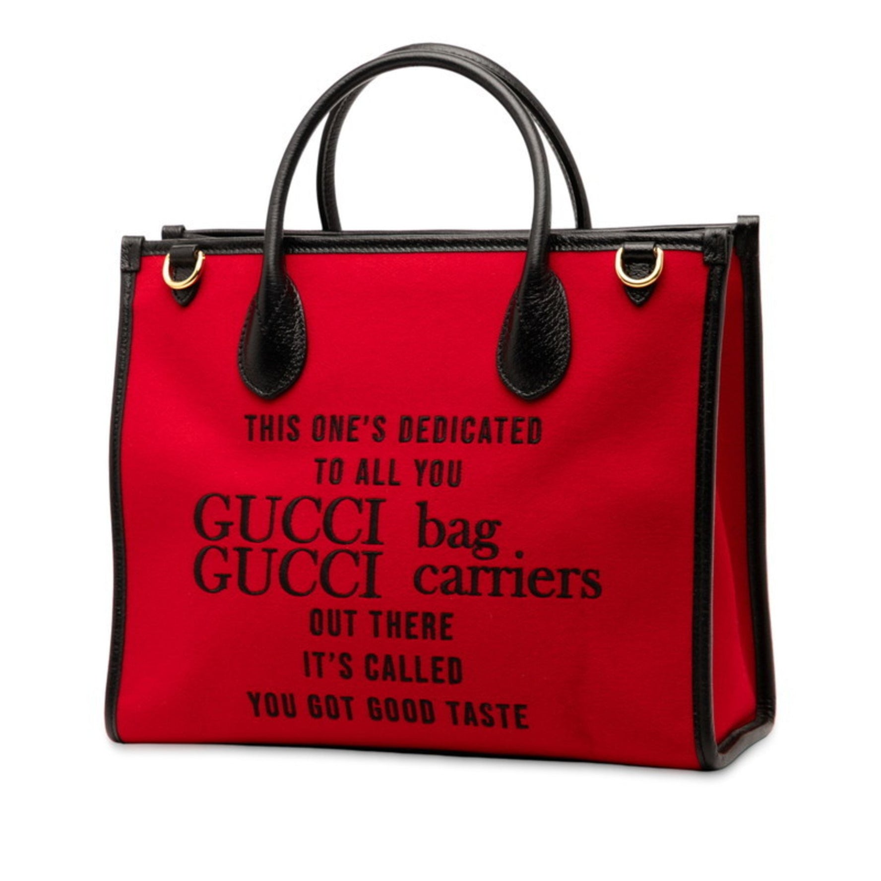 Gucci Anniversary Logo Tote Bag/Shoulder Bag Red/Black Canvas/Leather