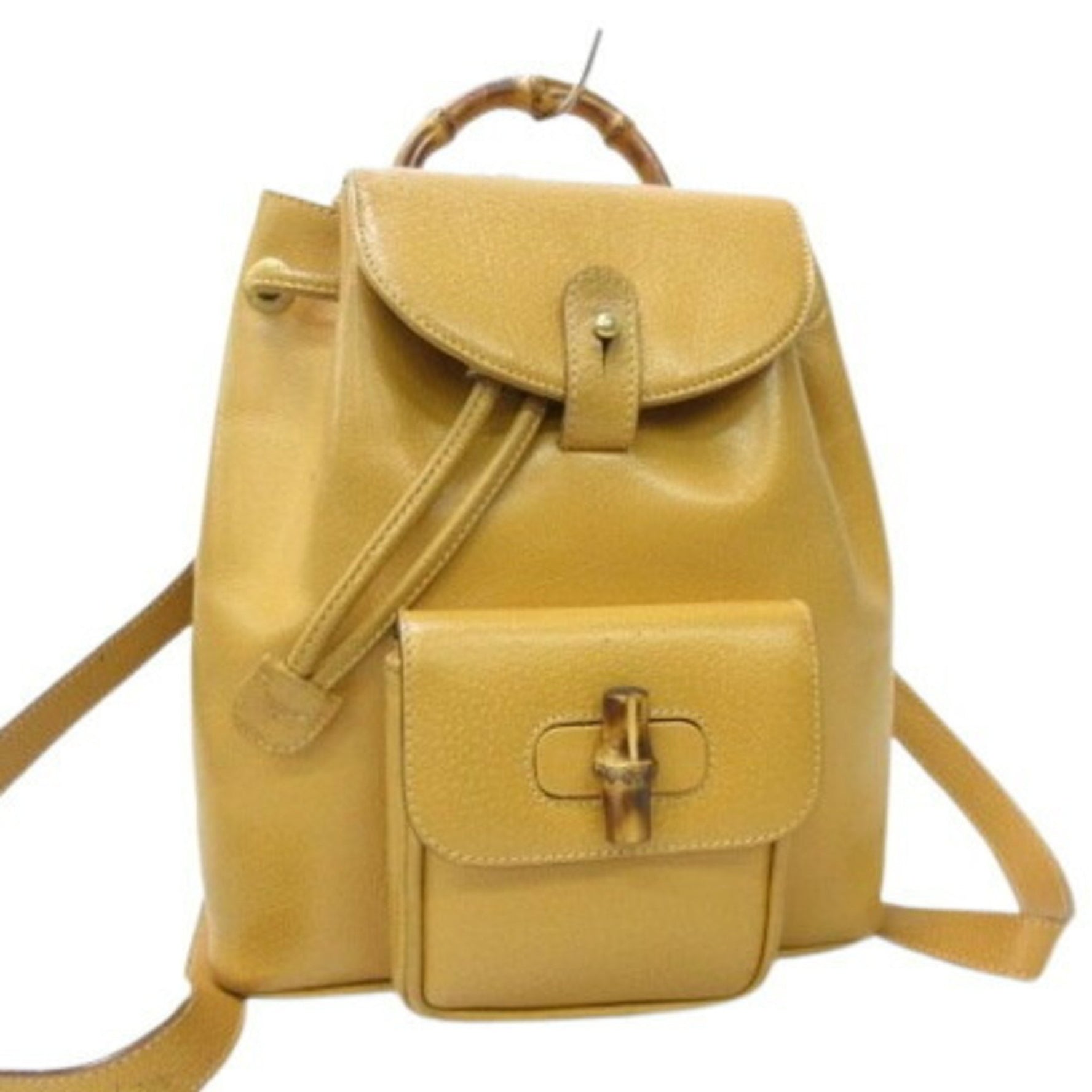 GUCCI Bamboo Backpack 003-2034-0030 Light Brown Leather Old