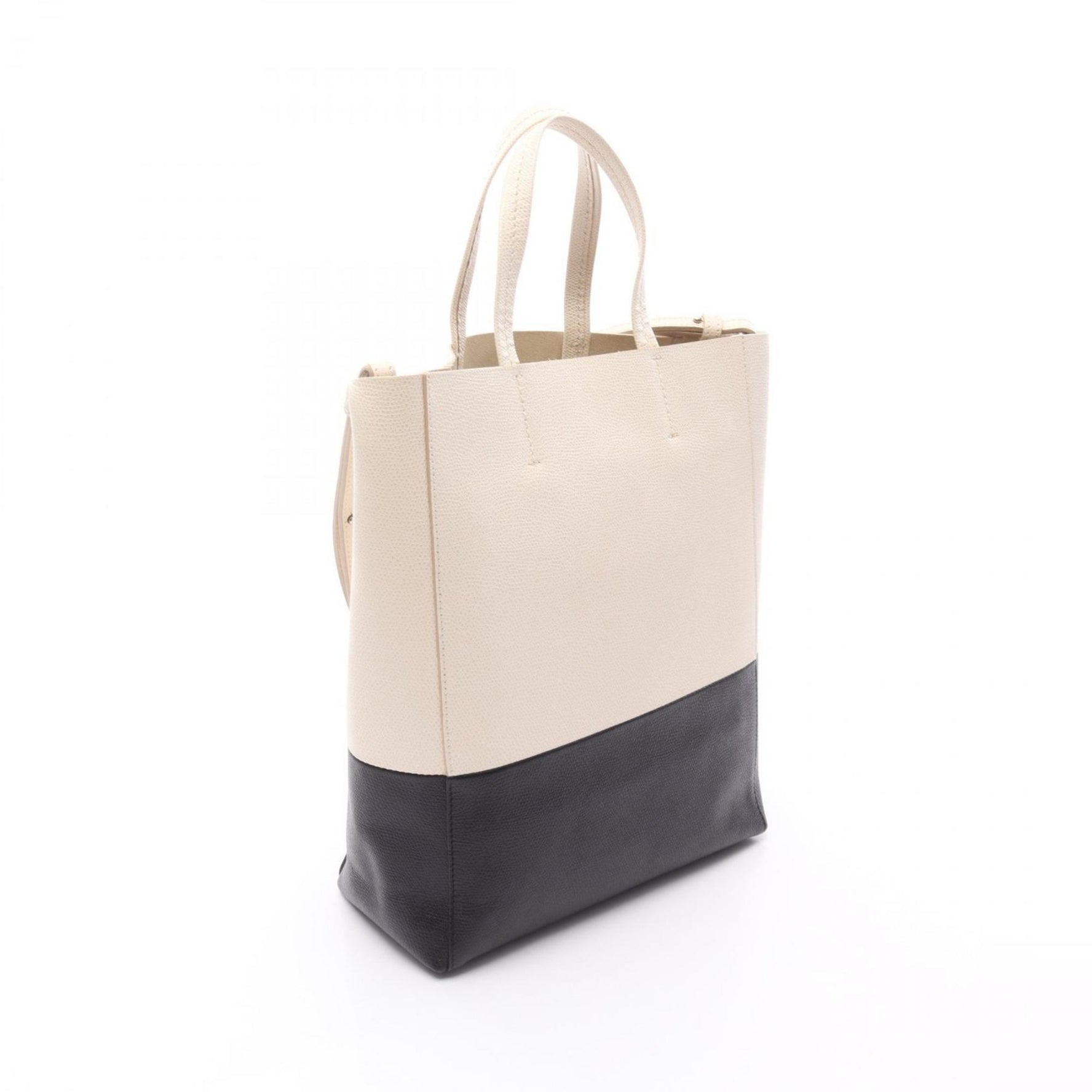 Celine Vertical Small Cabas Tote Bag, Leather, White/Black