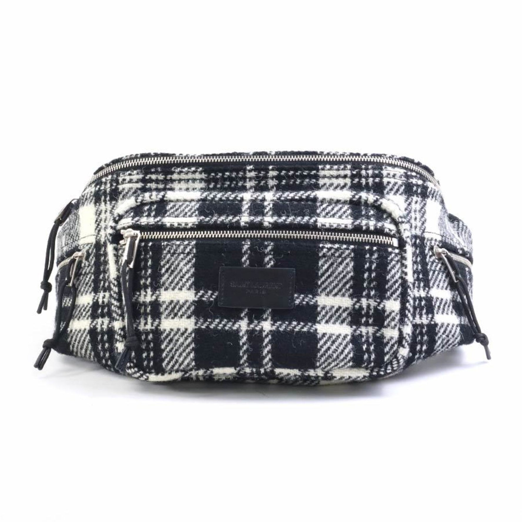 Saint Laurent SAINT LAURENT Body Bag Waist Pouch Wool Black x White Unisex