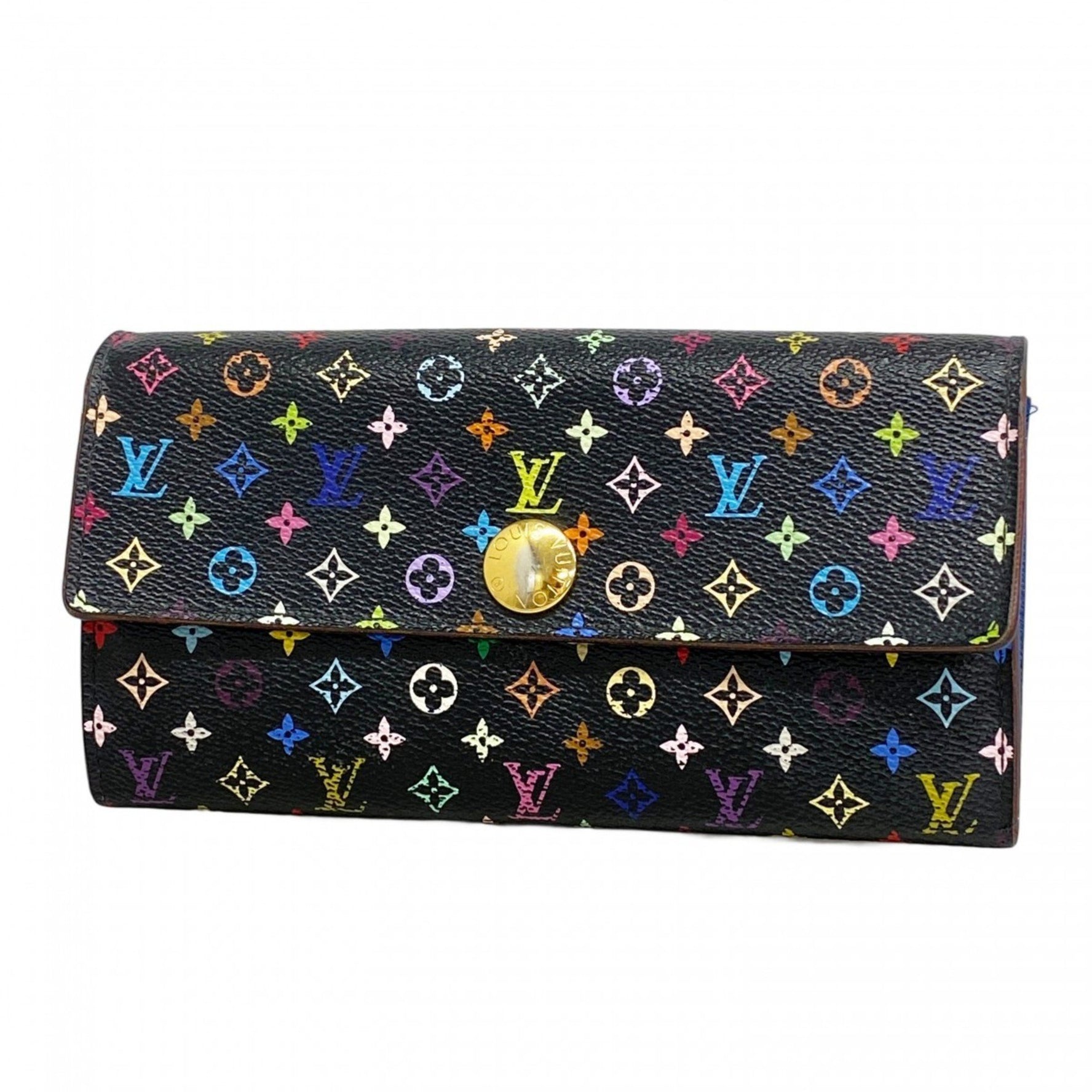 Louis Vuitton Monogram Multicolore Long Wallet, Portefeuille Sarah M60444, Blue, Women's