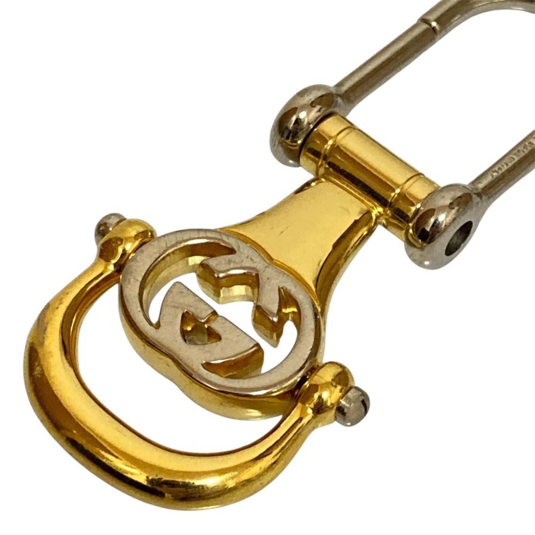 GUCCI Vintage Interlocking G Keychain Charm Accessory in Gold and Silver Women