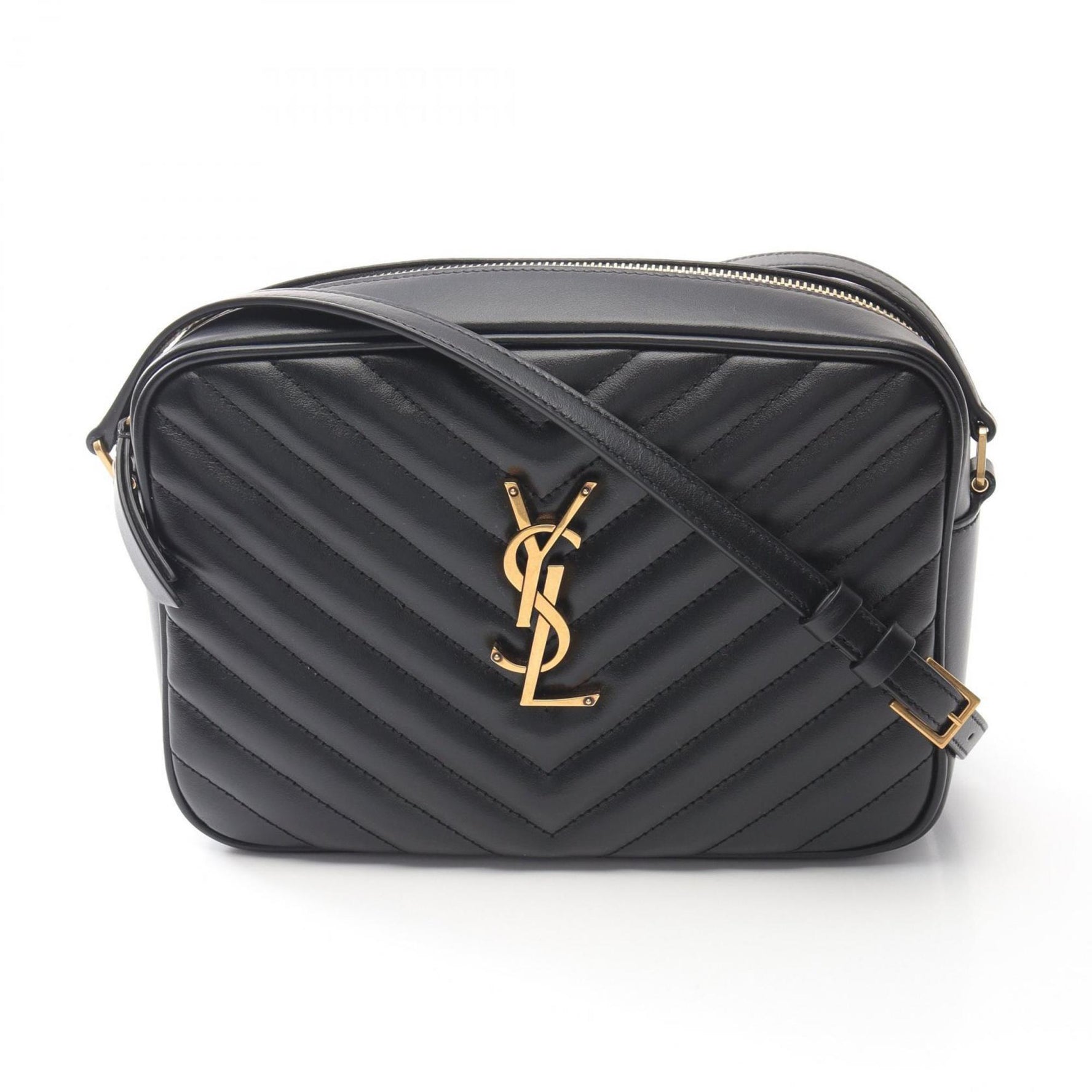Saint Laurent LOU Monogram Camera Bag Shoulder Leather Women's Black 761554DV7071000