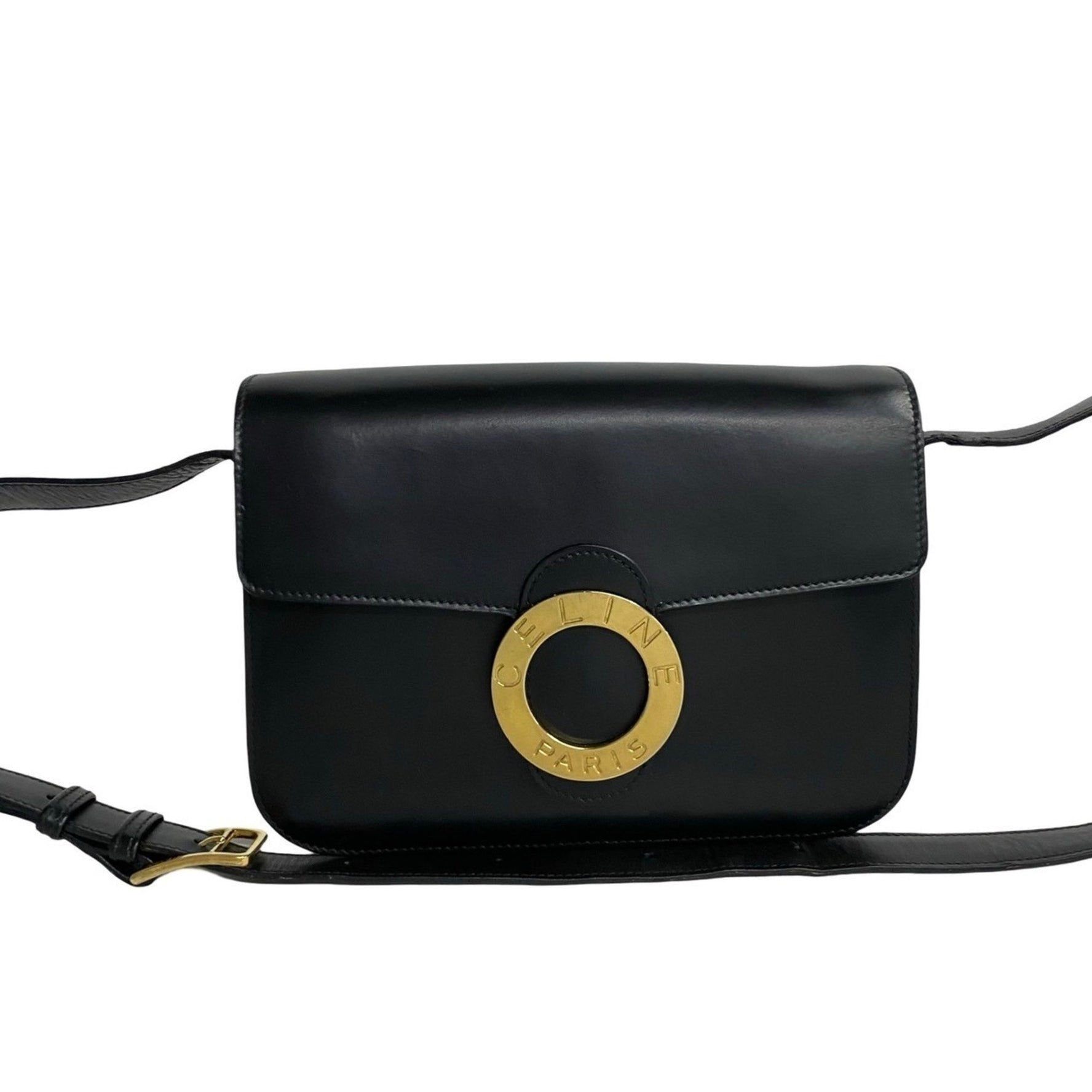 CELINE Circle Logo Hardware Leather Mini Shoulder Bag Pochette