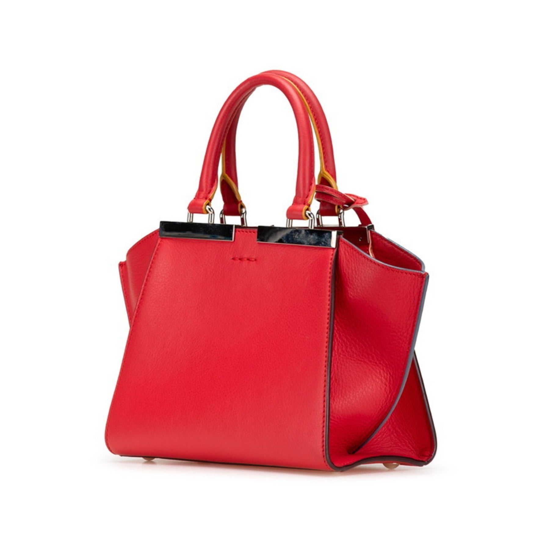 FENDI Petit Trois Jours Handbag Red Leather