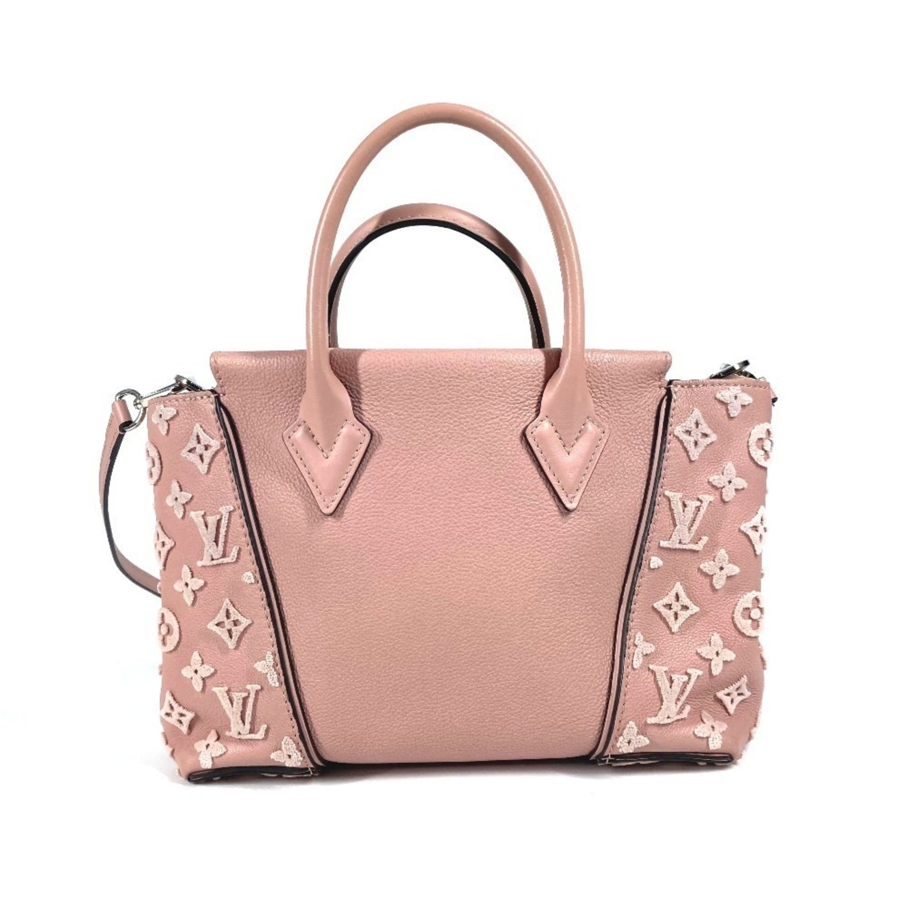 Louis Vuitton Monogram Velour Tote W BB Bag Shoulder Handbag Ladies Magnolia Pink