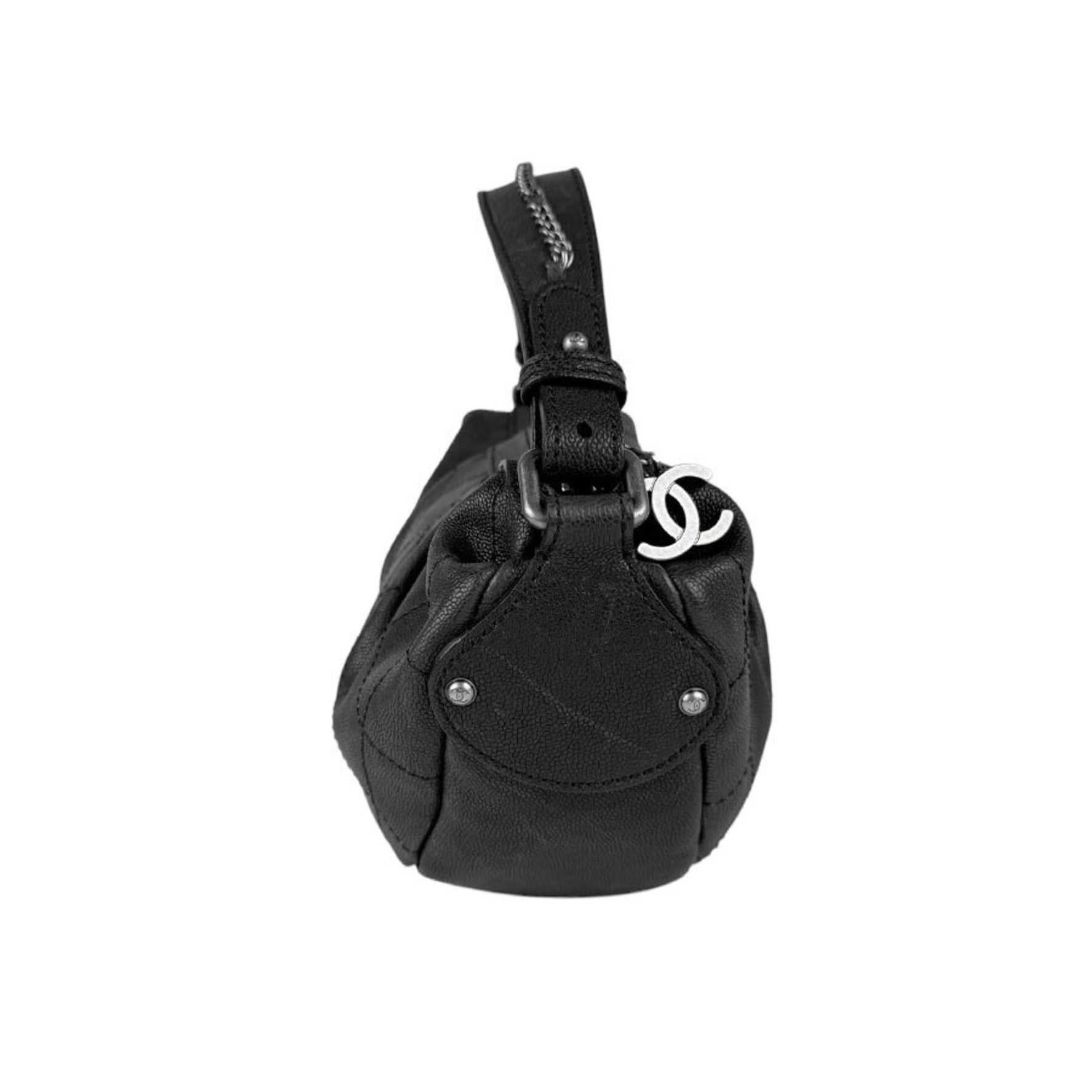 CHANEL Shoulder Bag Leather Black Women's n1049