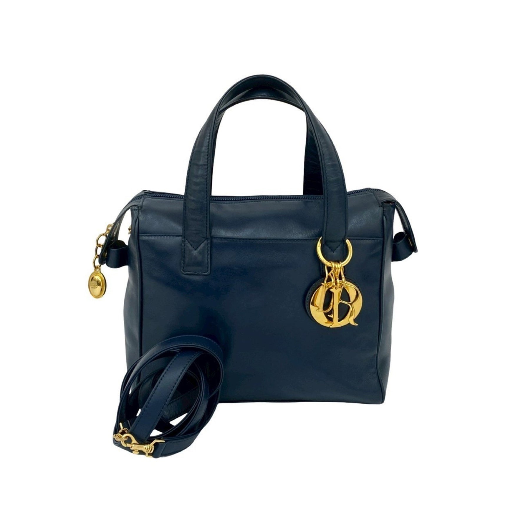 Christian Dior CD logo hardware leather handbag, mini Boston bag, shoulder