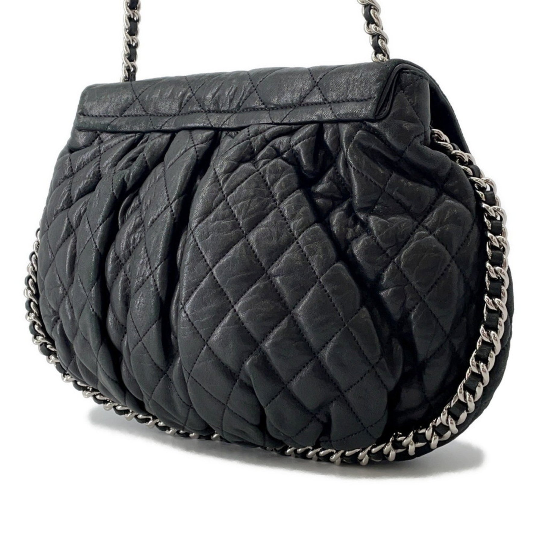 CHANEL Chain Shoulder Bag Matelasse Around Leather