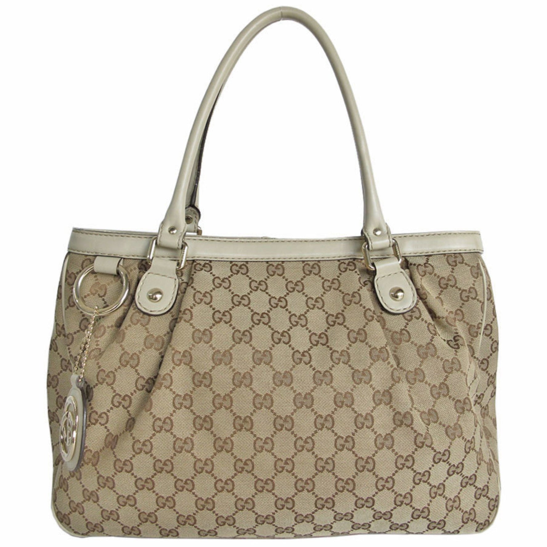 GUCCI Handbag GG Canvas Leather Beige Women's s0086a