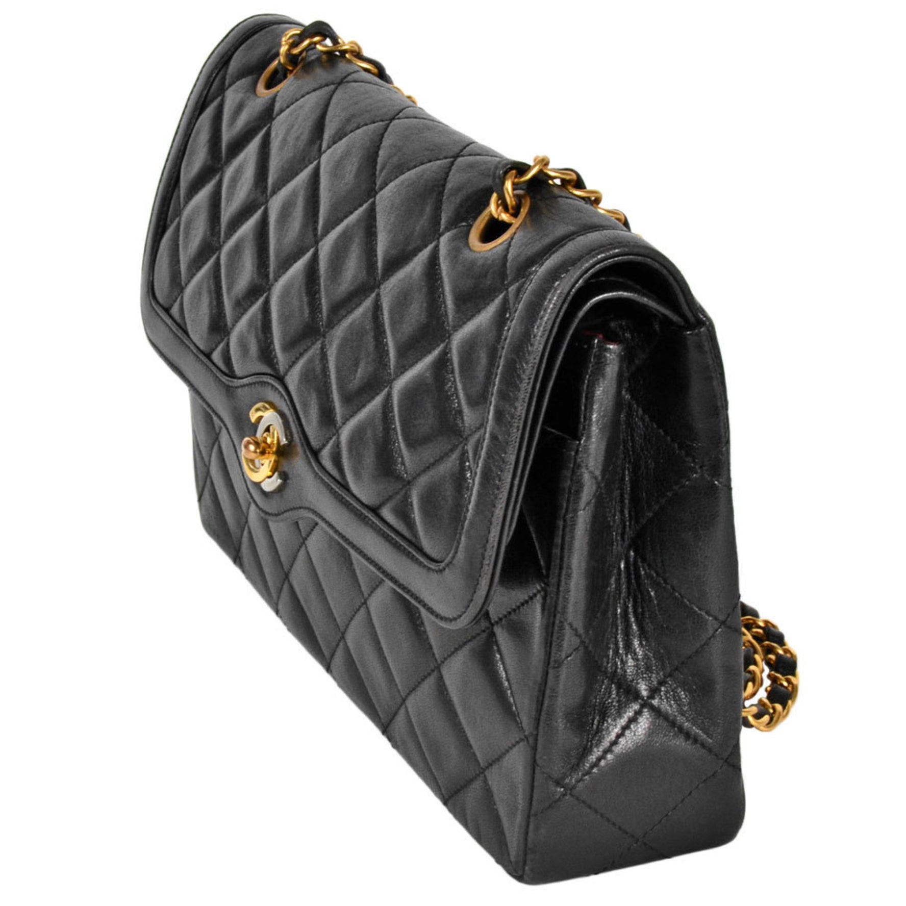 CHANEL Matelasse Double Flap Chain Shoulder Bag Lambskin Coco Mark Paris Exclusive