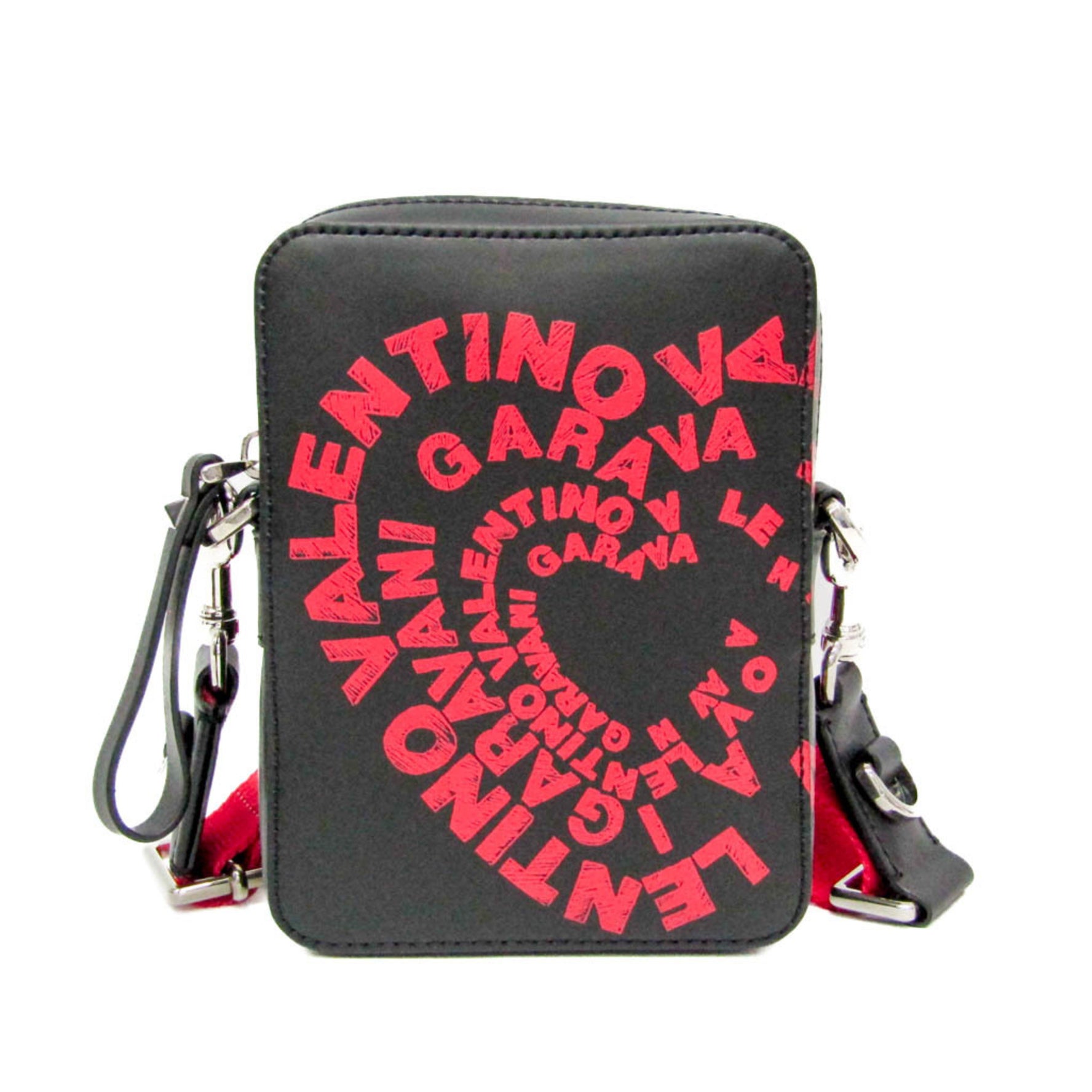 Valentino Garavani All-over Pattern Leather Shoulder Bag Black,Red Color