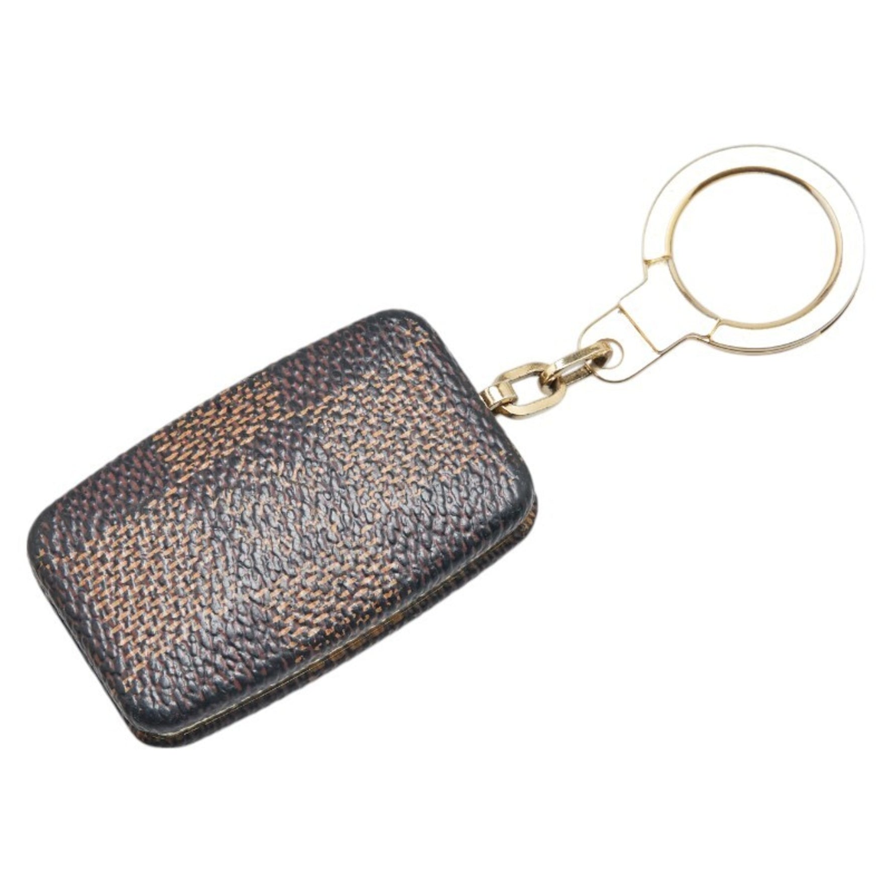 Louis Vuitton Damier Astropyle Keychain Key Ring Bag Charm Light Brown Gold PVC Plated