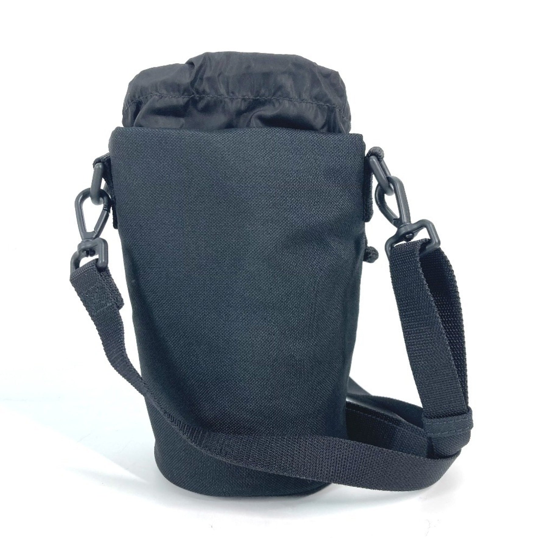 BALENCIAGA Bottle Holder Pochette Bicolor Shoulder Bag Nylon Leather Women's Black
