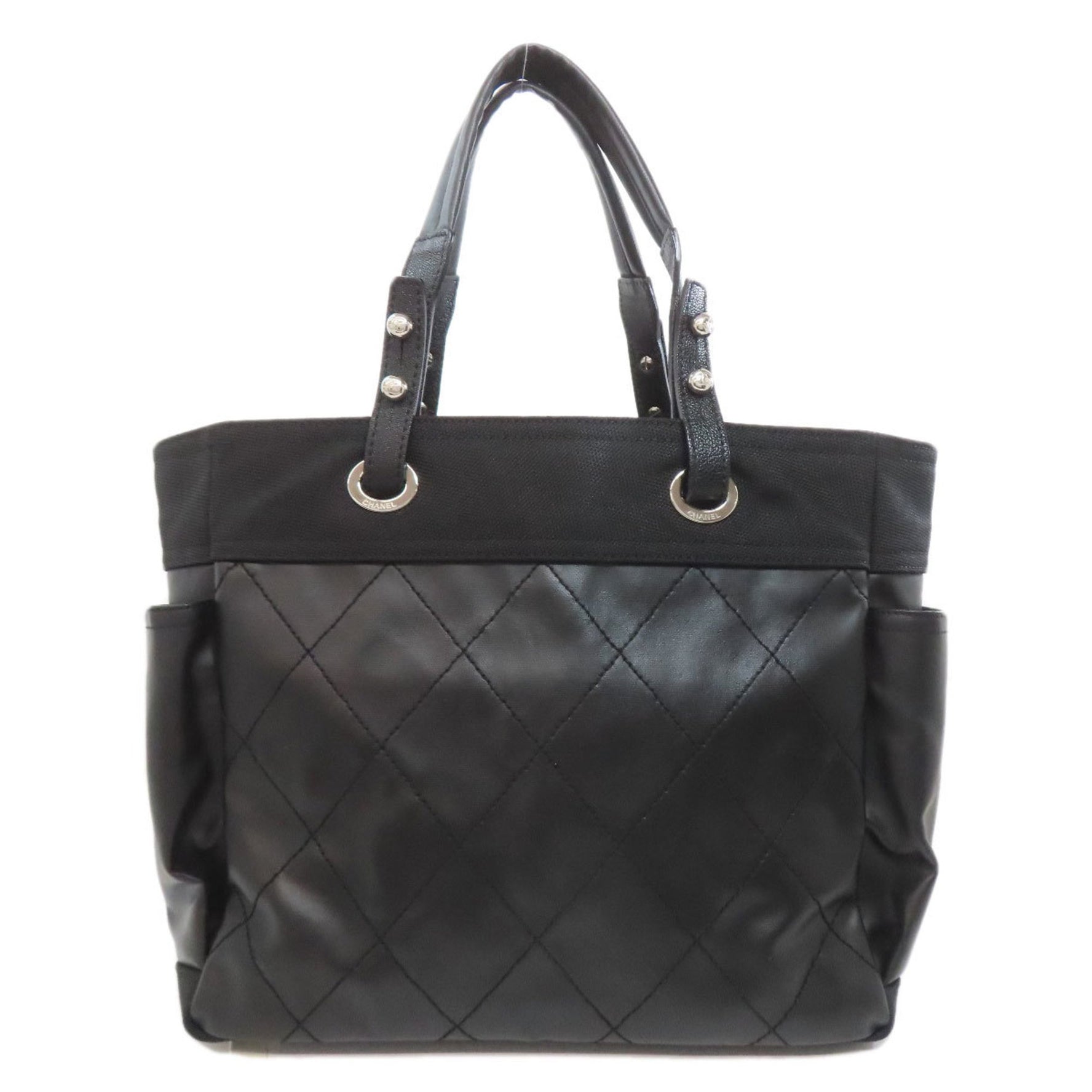 Chanel Paris-Biarritz silver hardware tote bag in calf leather