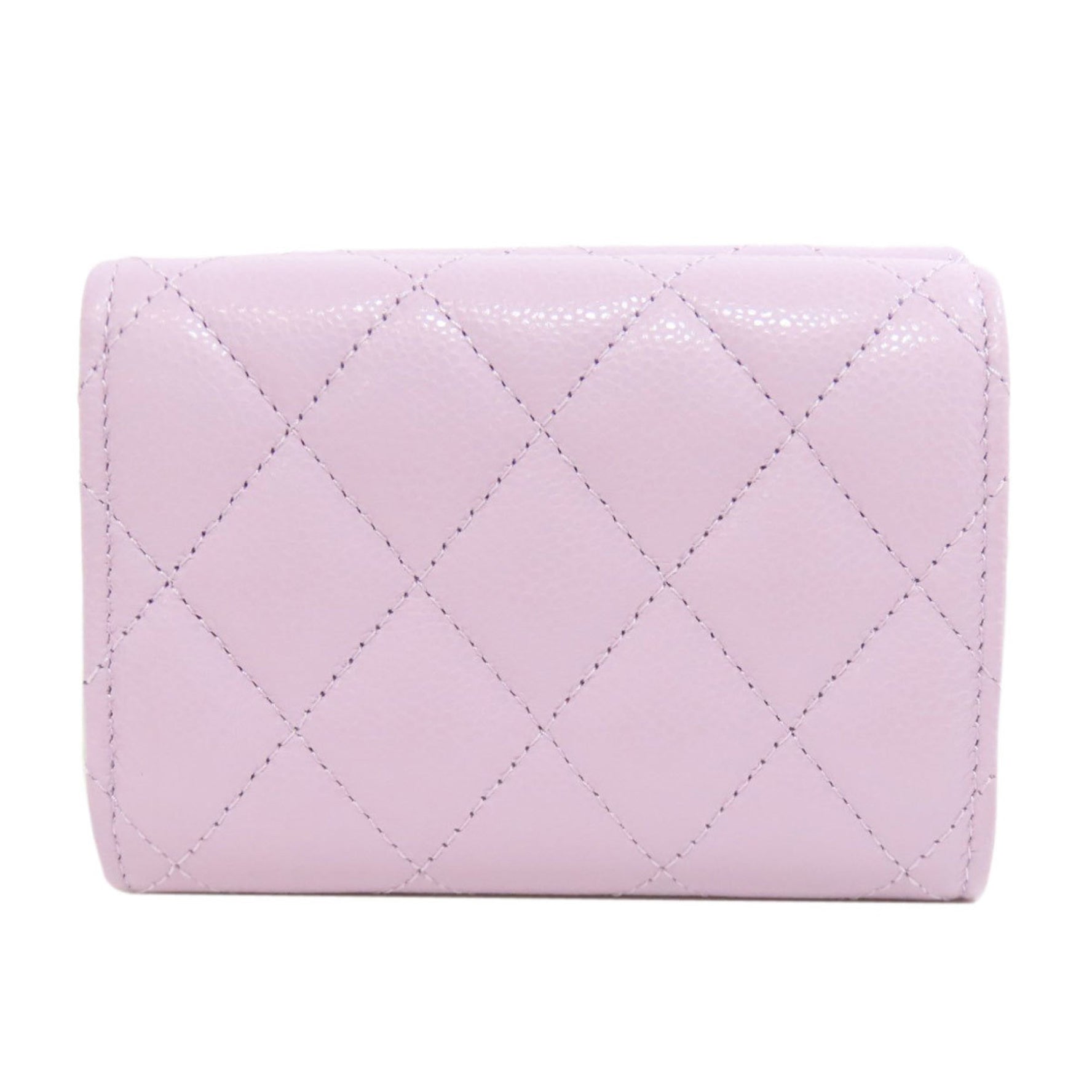 Chanel Compact Wallet Coco Mark Bi-fold Caviar Skin Women's