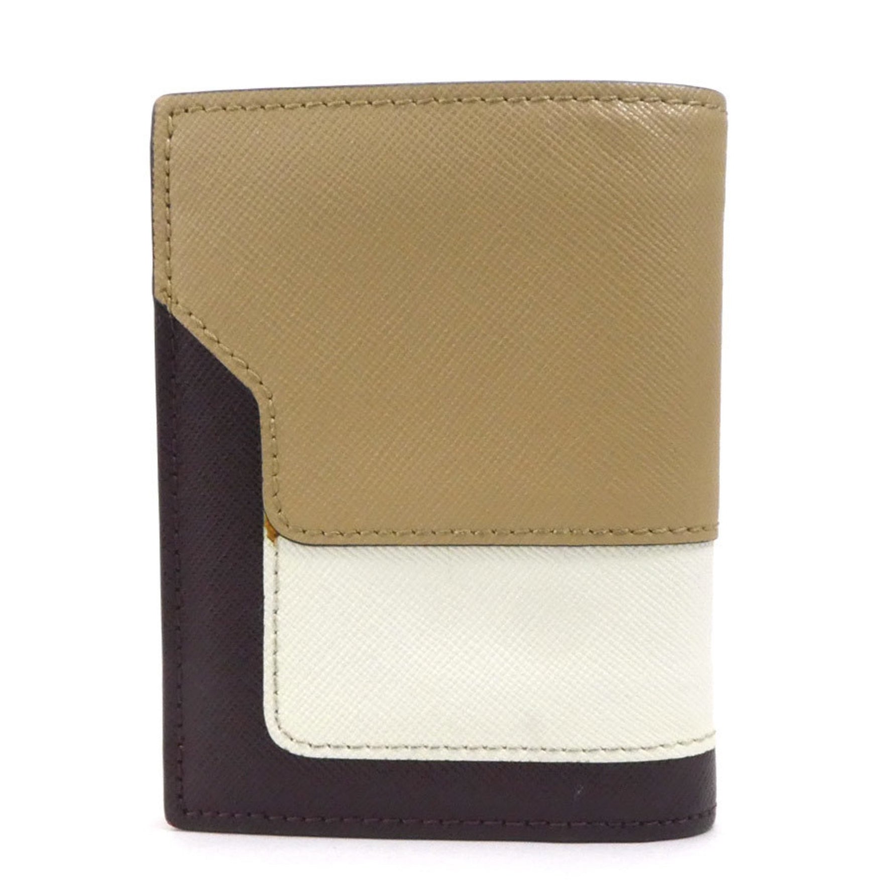 Marni MARNI Bifold Wallet Leather Brown x Beige Ivory Women's