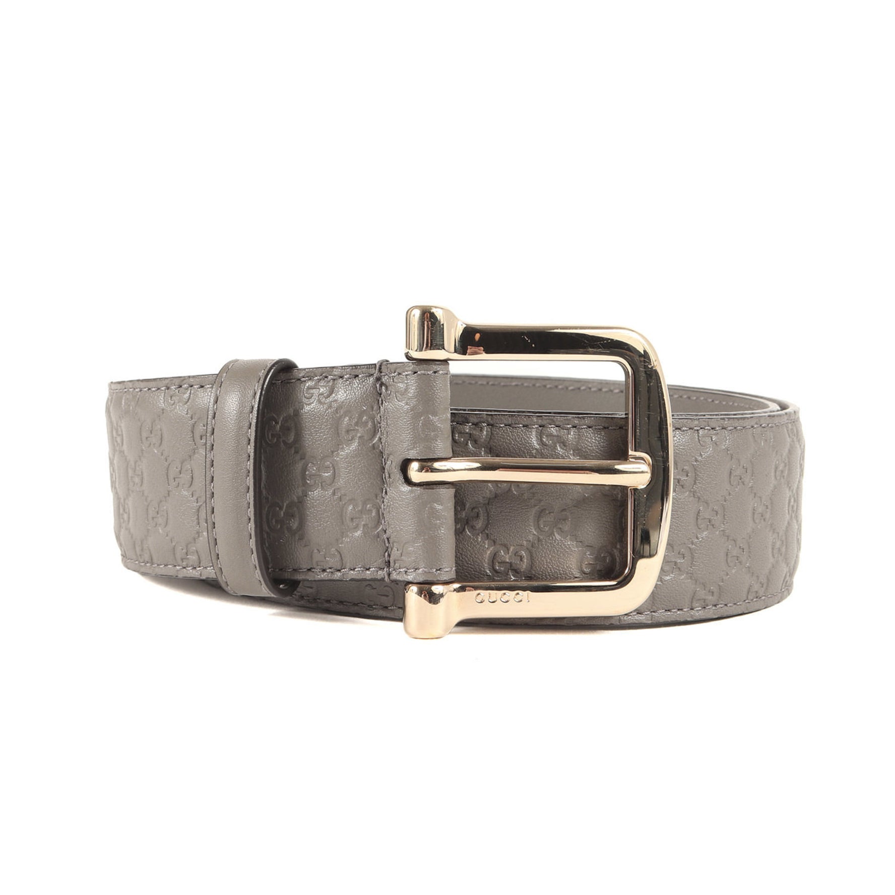 GUCCI Belt Size: 80・32 GG Micro Shima Leather Grey