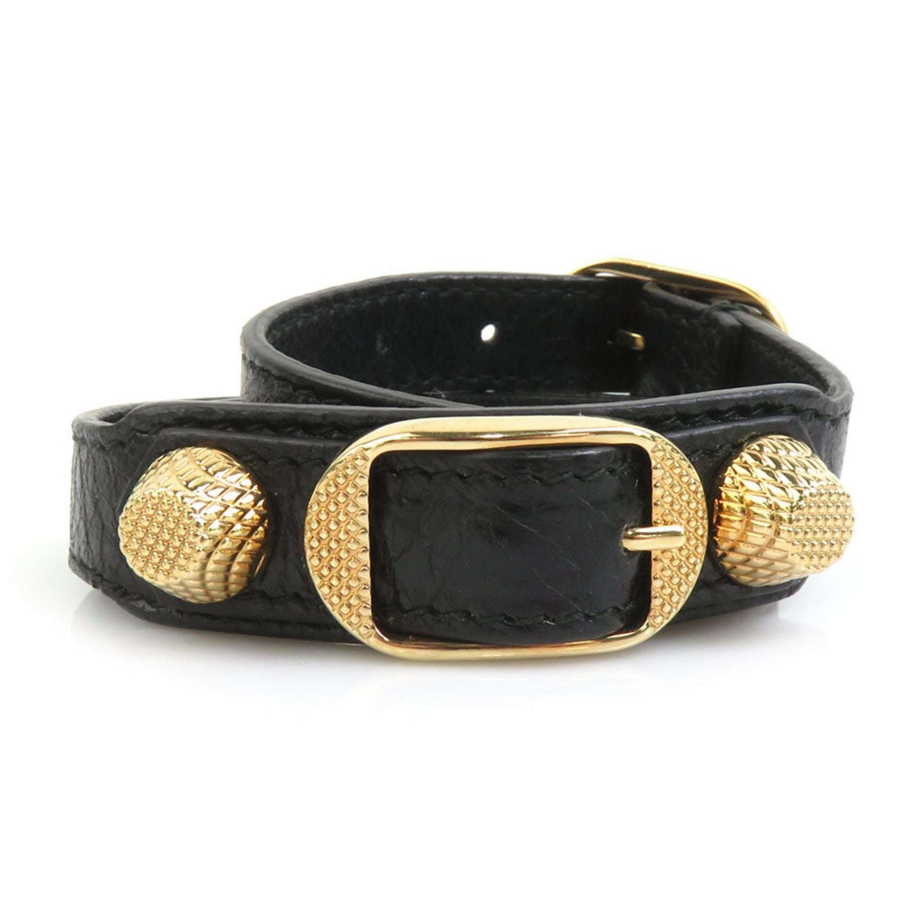 Balenciaga Bracelet in Black and Gold Leather for Men Women, h31349a