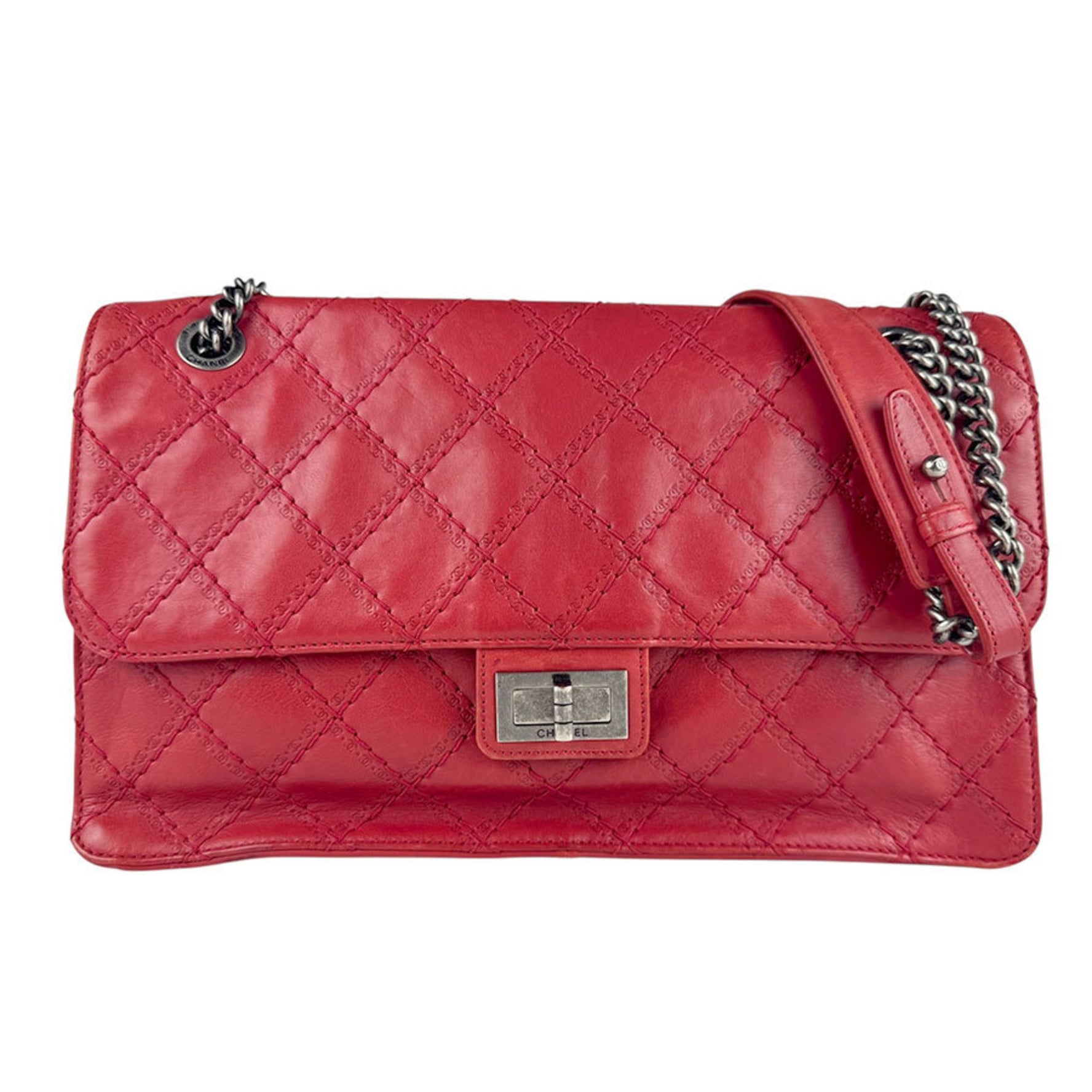 CHANEL Shoulder Bag 2.55 Leather Red