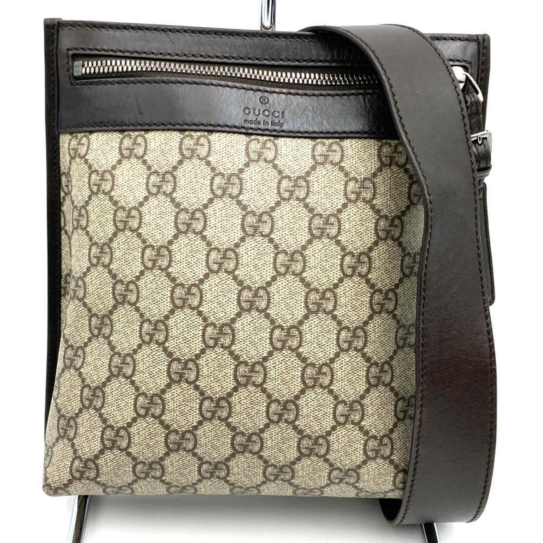 GUCCI Shoulder Bag in Beige/Brown Canvas/Leather for Men and Women