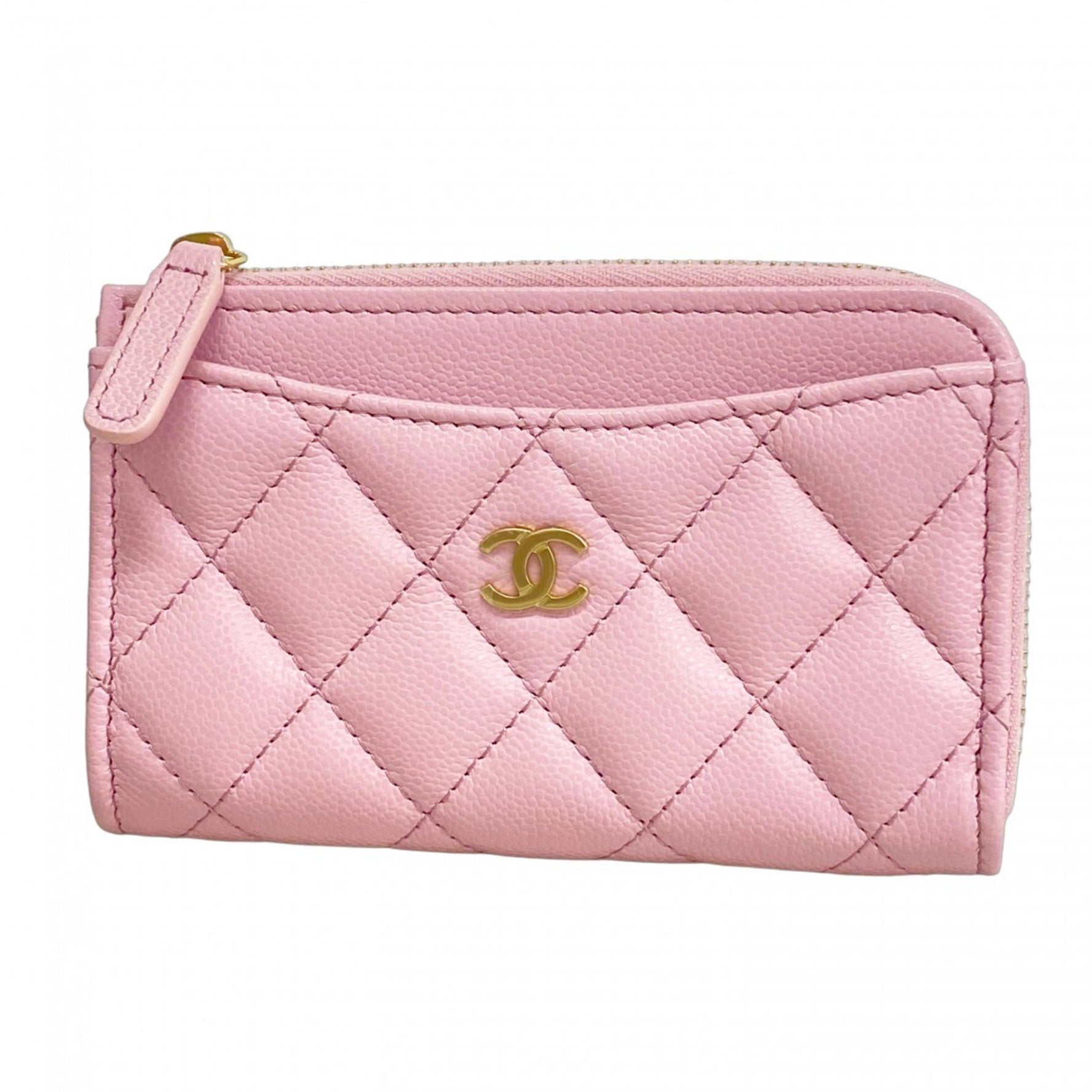 Chanel Matelasse Caviar Leather Wallet/Coin Case, Pink Champagne, Women's