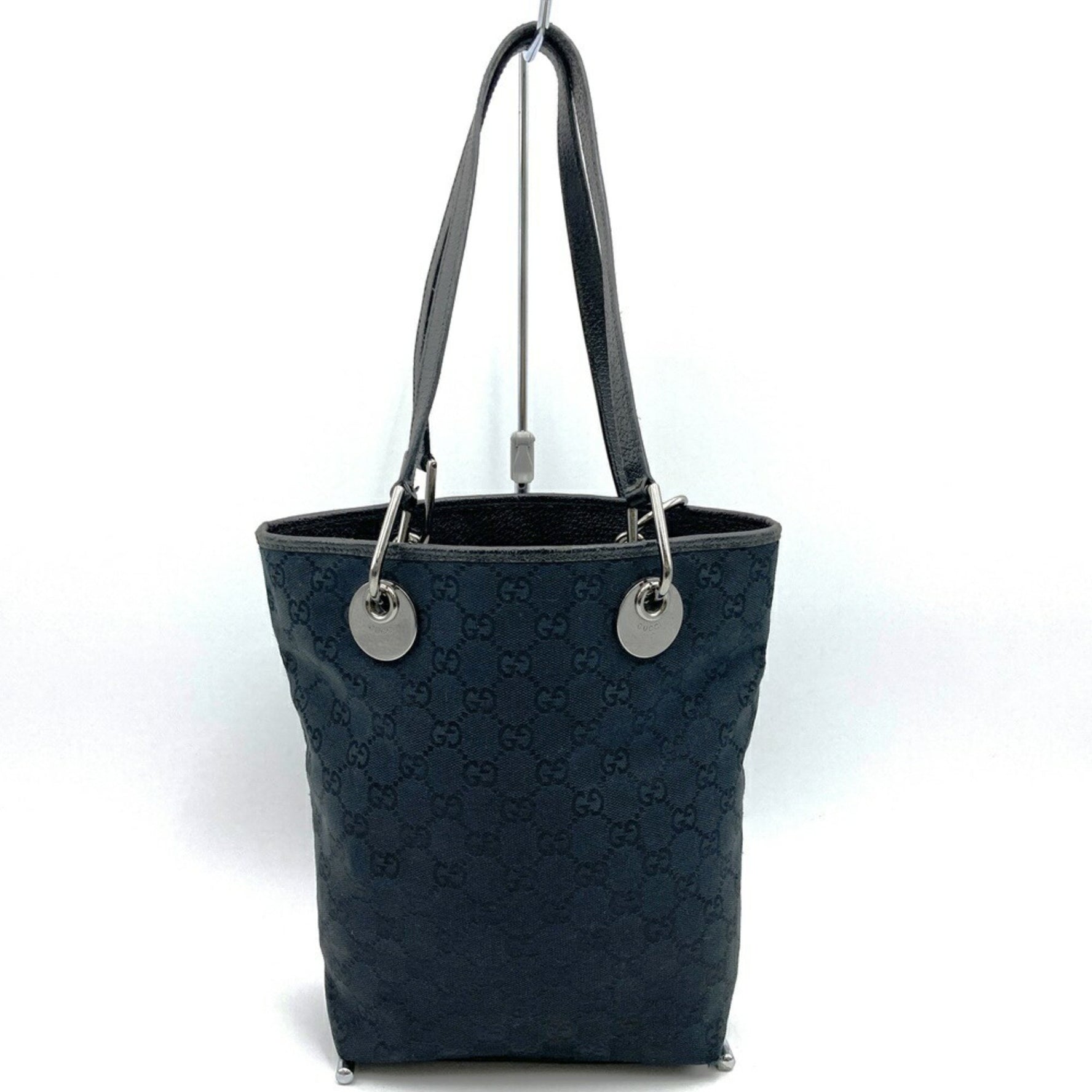 GUCCI Tote Bag in Black GG Canvas/Leather for Men and Women