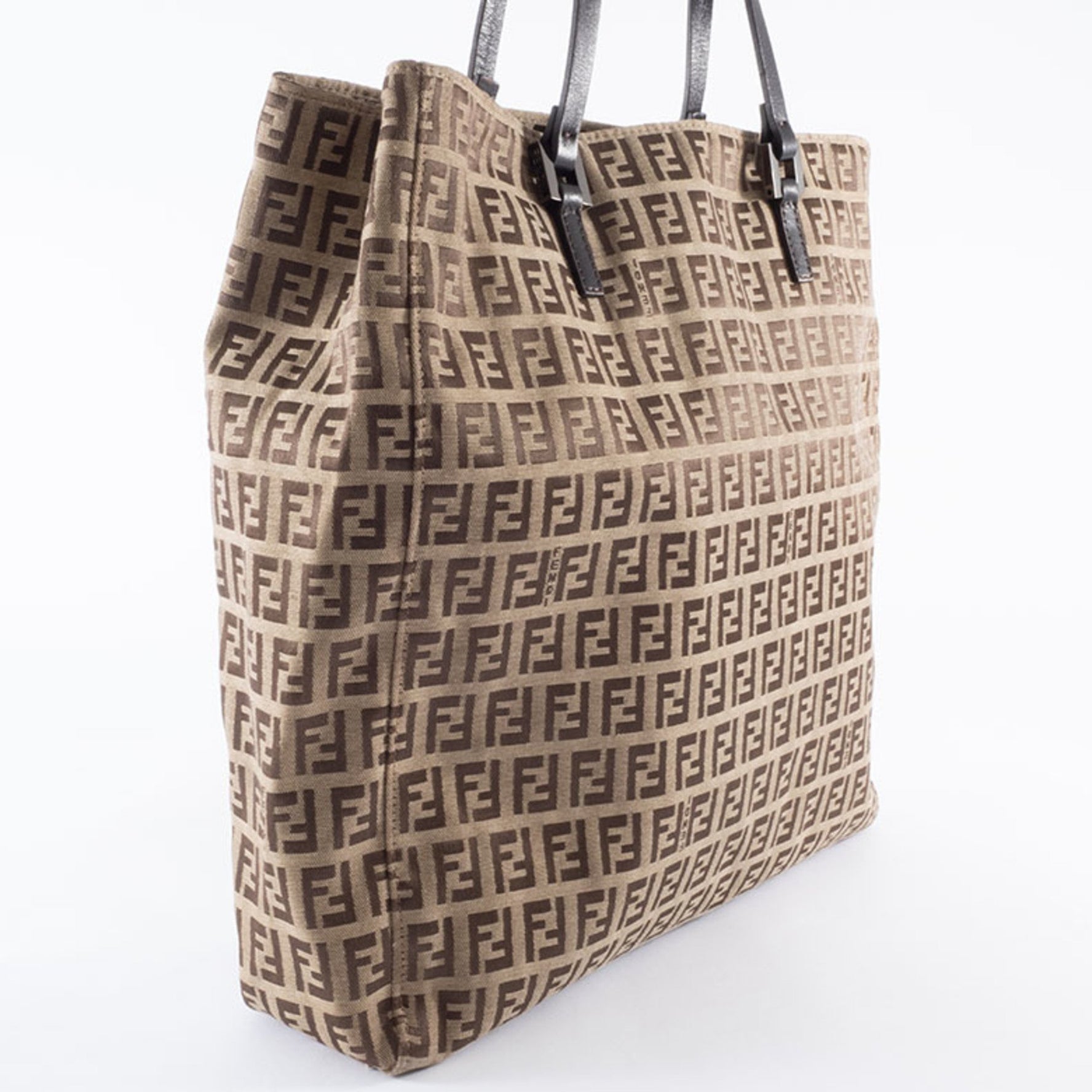Fendi Zucca Tote Bag Canvas/Leather Handbag Zucchino