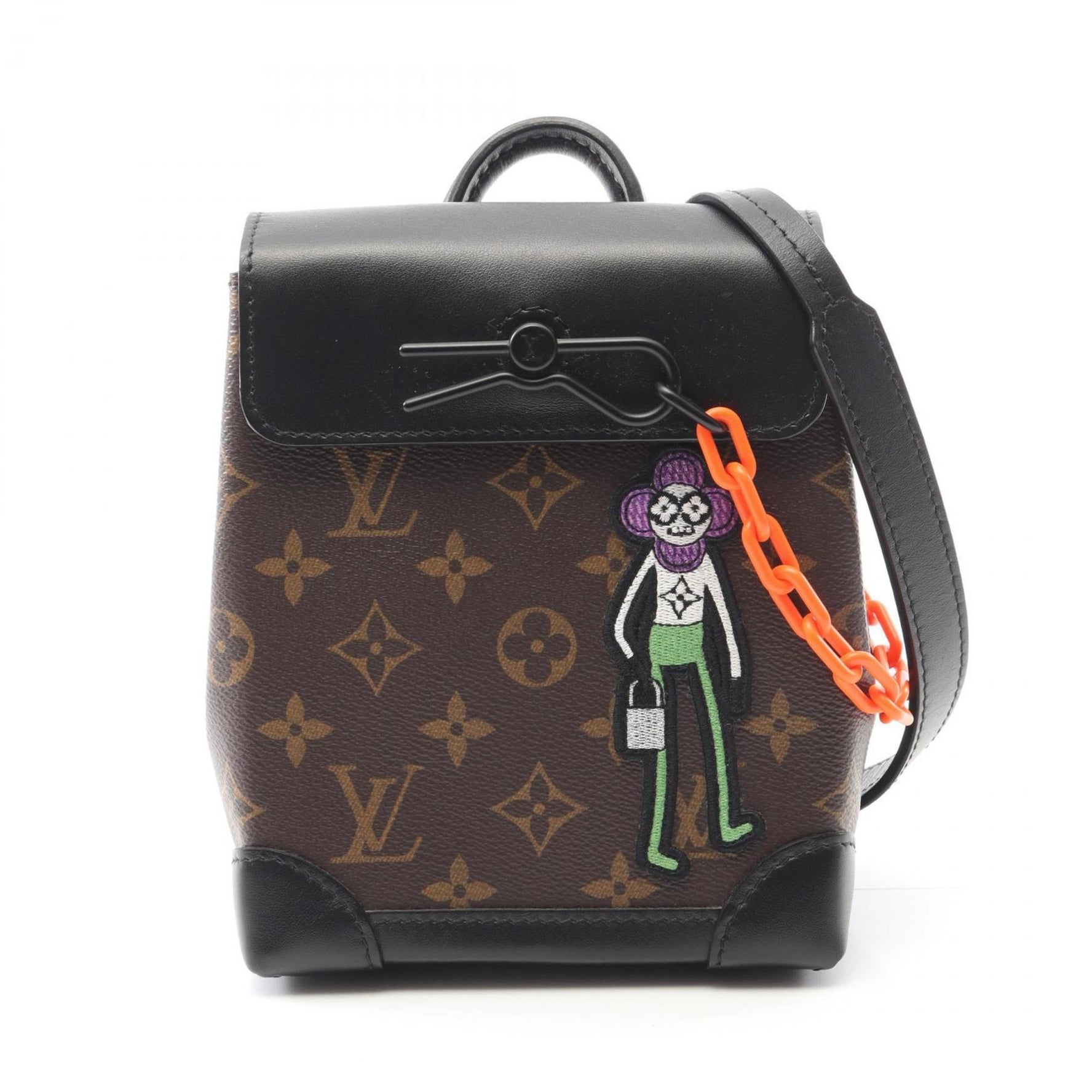 Louis Vuitton Steamer XS LV Friend Shoulder Bag, Coated Canvas and Leather, Monogram Macassar, Men's, Brown Black